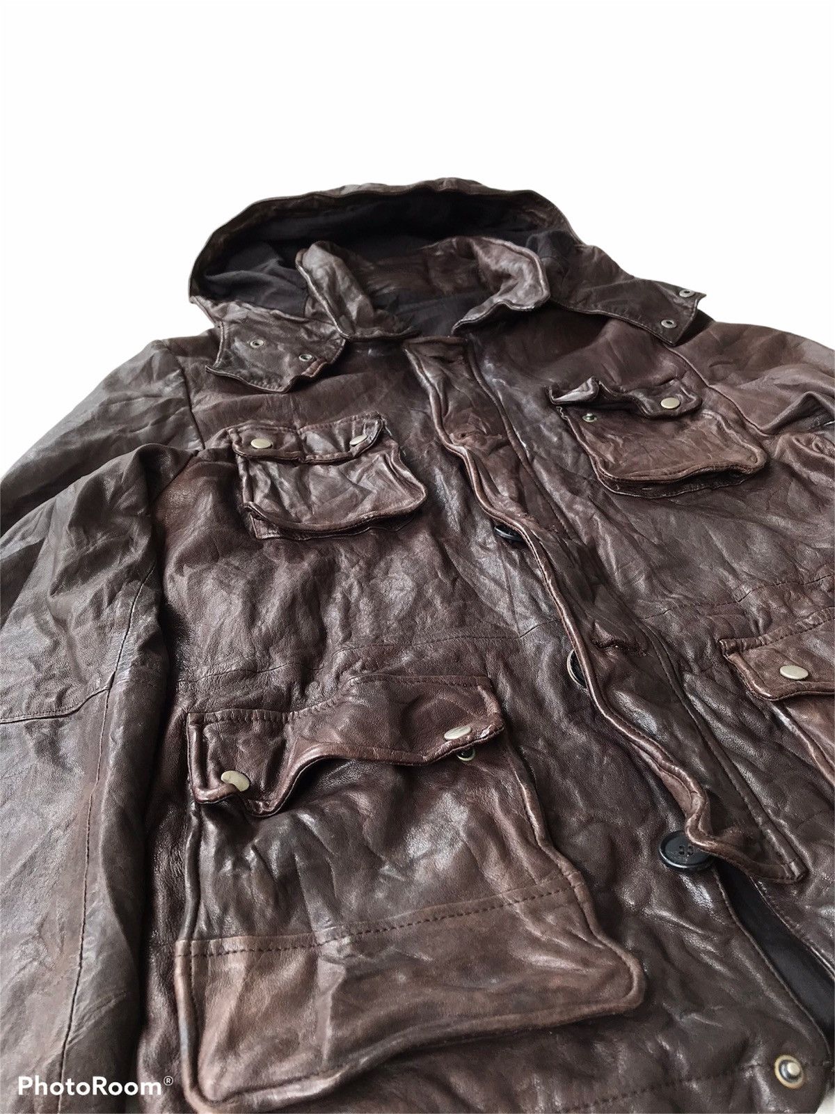 If Six Was Nine 💥Final💥Vintage Leather Tactical Hoodie Jacket Size US S / EU 44-46 / 1 - 5 Thumbnail