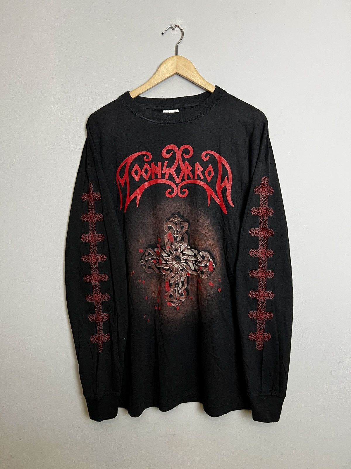 image of Rare Vintage Moonsorrow Born Of Fury Fol Metal Band Tee Hype in Black, Men's (Size XL)