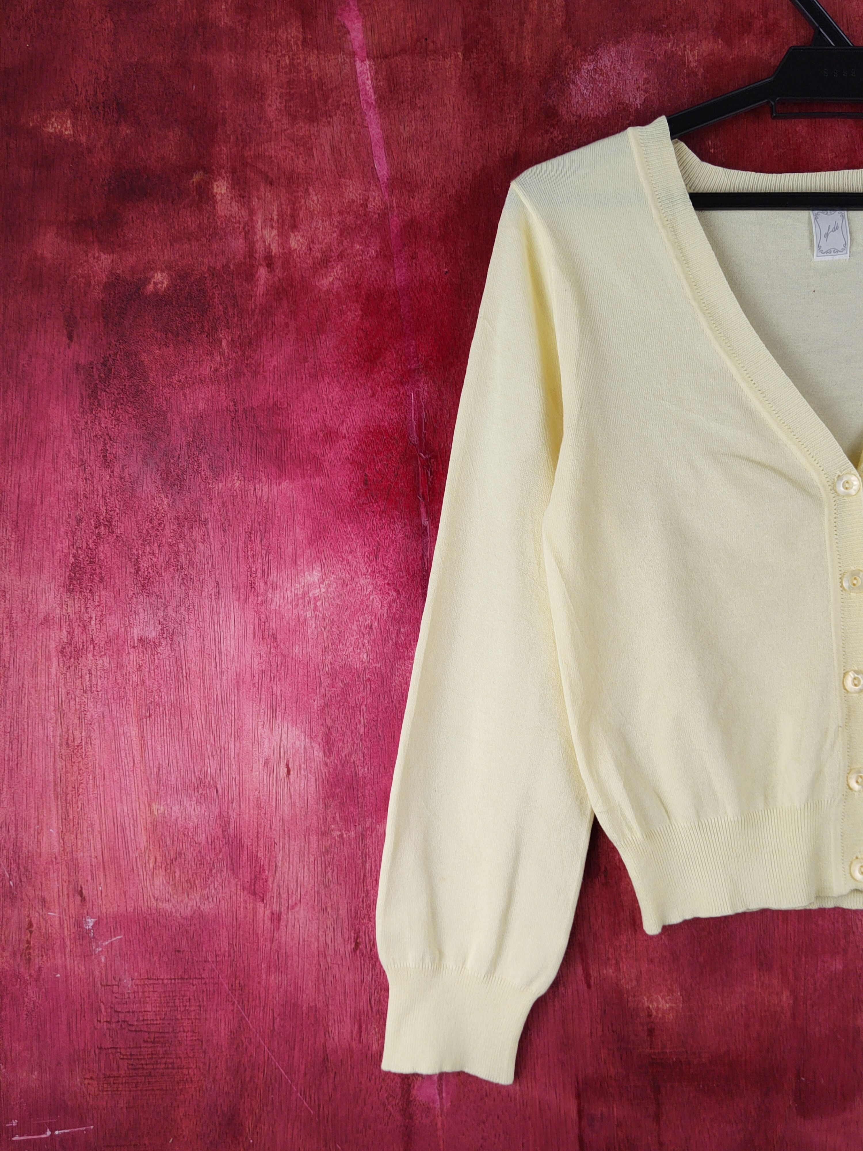 Japanese Brand Ef-dé Yellow Knitwear Cardigan #S1238 Size S / US 4 / IT 40 - 3 Thumbnail