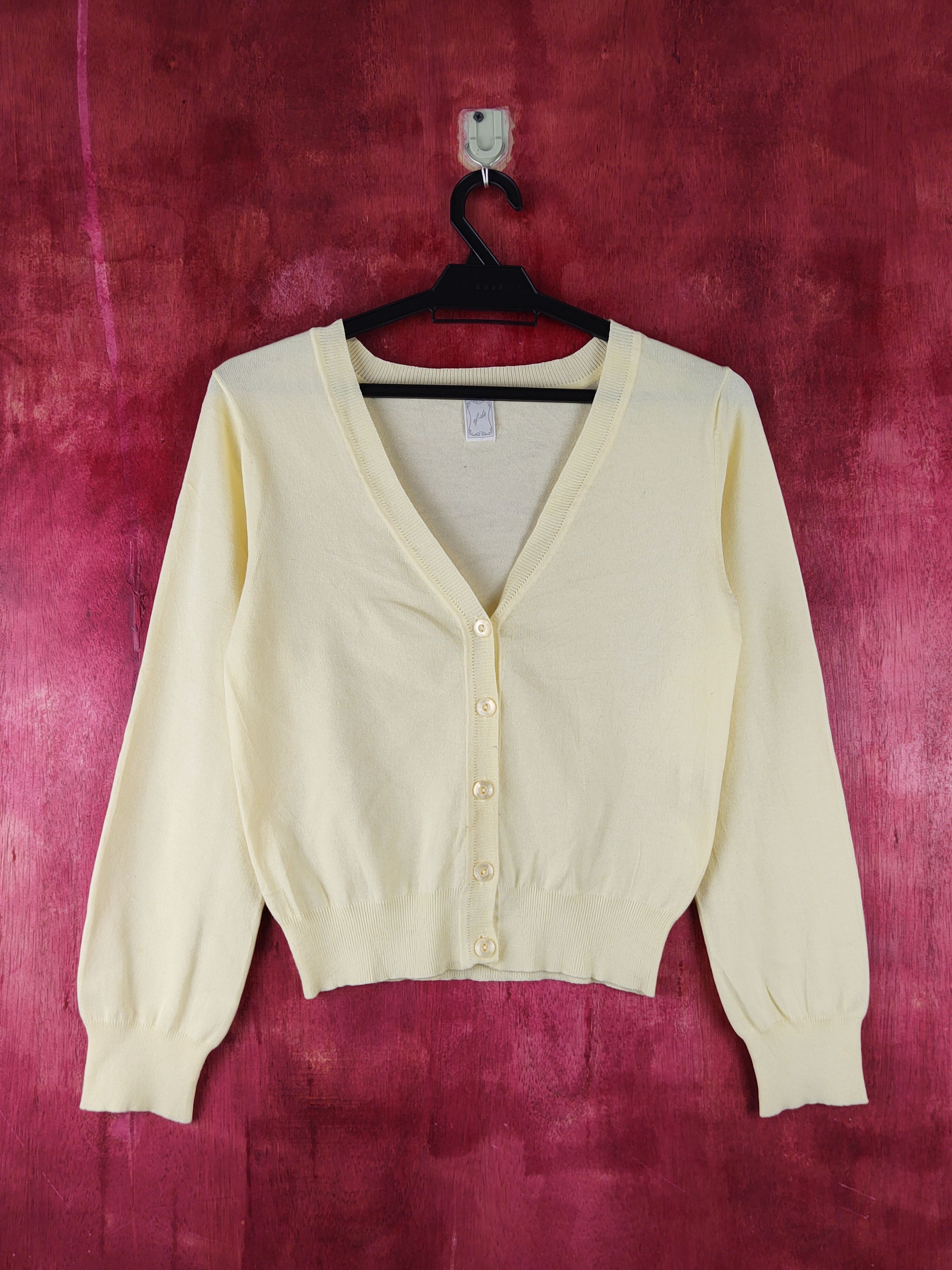 Japanese Brand Ef-dé Yellow Knitwear Cardigan #S1238 Size S / US 4 / IT 40 - 1 Thumbnail