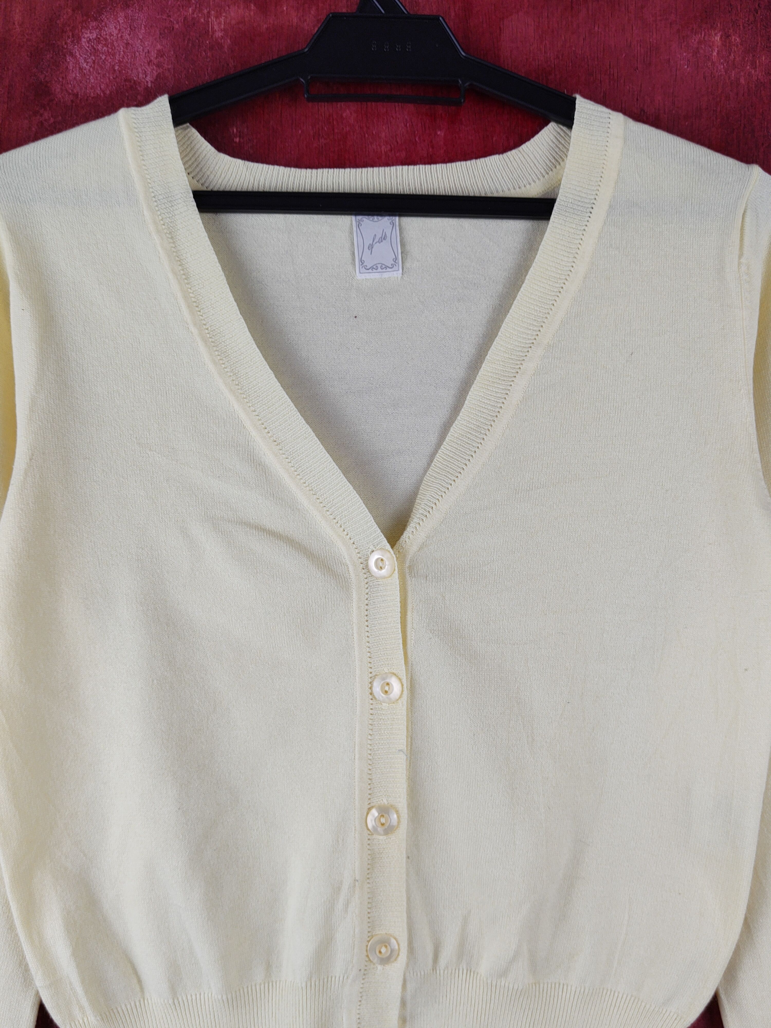 Japanese Brand Ef-dé Yellow Knitwear Cardigan #S1238 Size S / US 4 / IT 40 - 2 Thumbnail