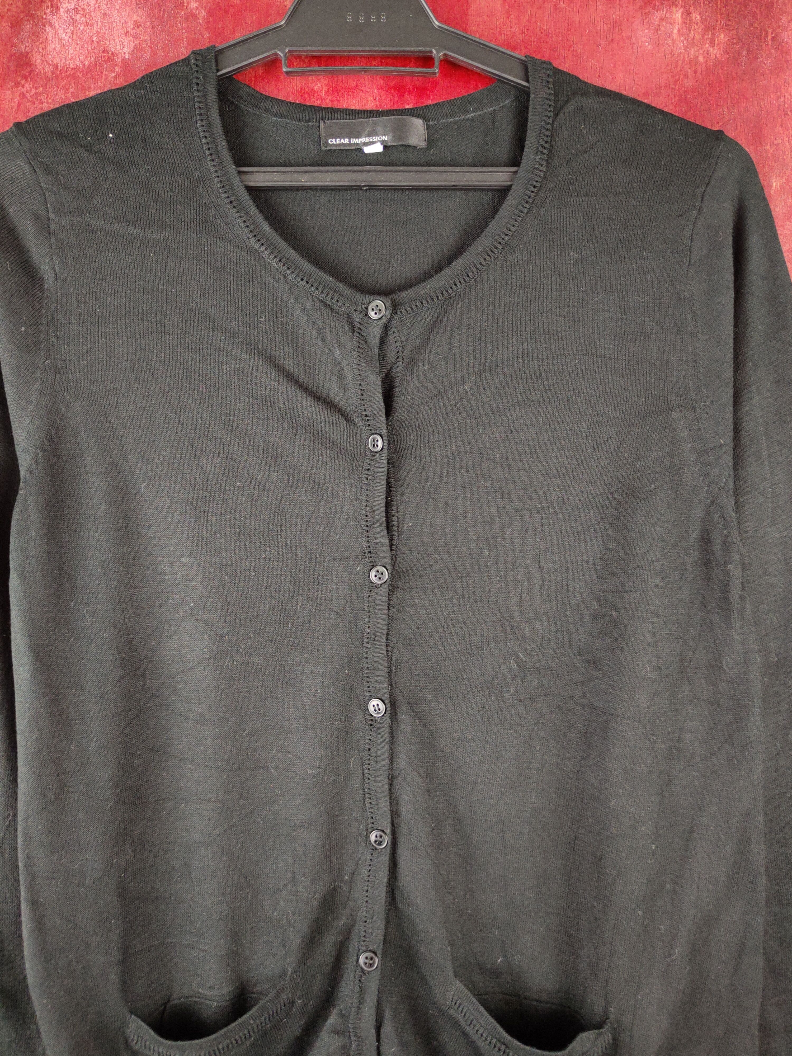 Japanese Brand Clear Impression Black Knitwear Cardigan #S1232 Size S / US 4 / IT 40 - 2 Thumbnail