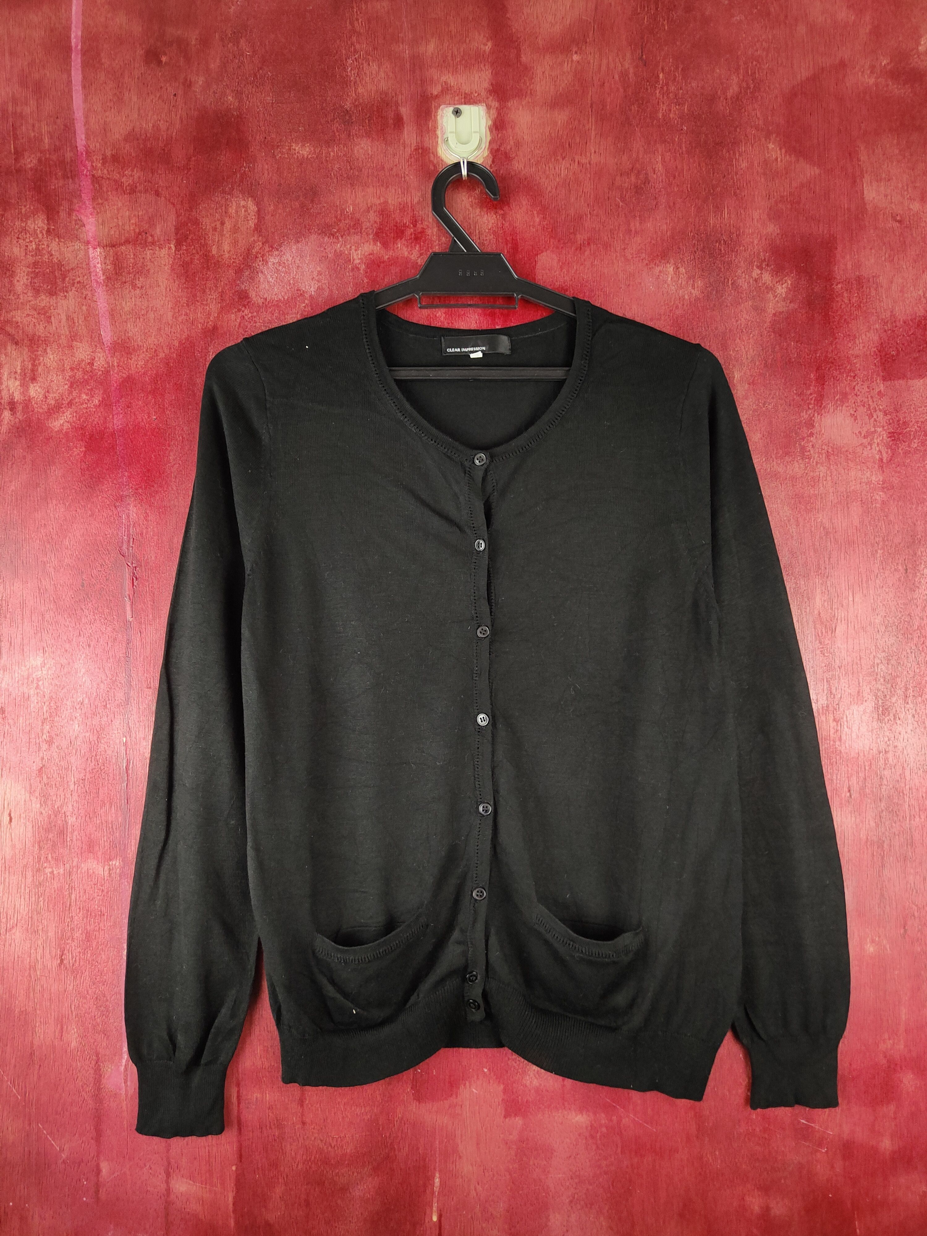 Japanese Brand Clear Impression Black Knitwear Cardigan #S1232 Size S / US 4 / IT 40 - 1 Thumbnail