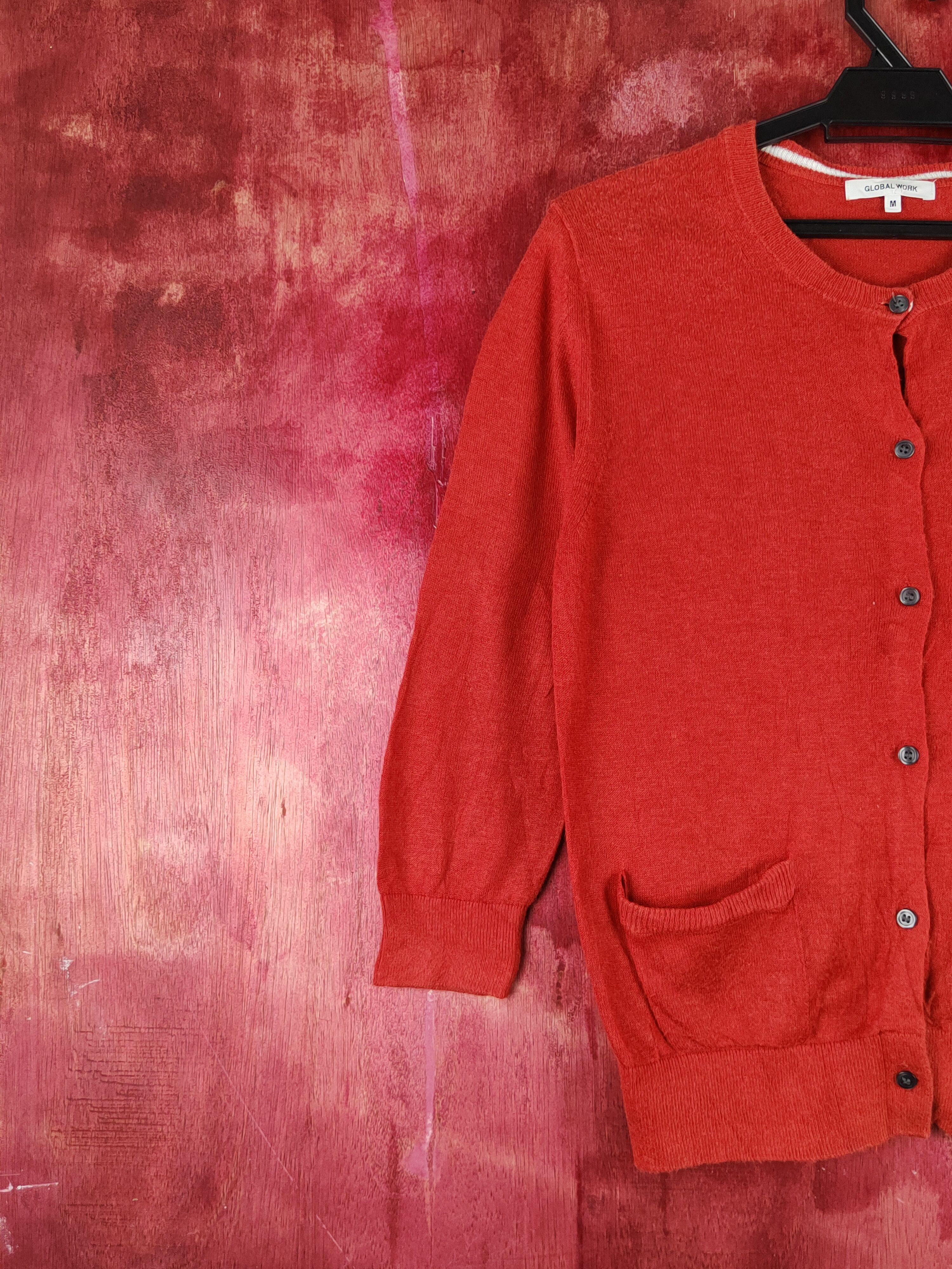Global Work × Japanese Brand Global Work Dark Red Knitwear Cardigan #S1222 Size M / US 6-8 / IT 42-44 - 3 Thumbnail