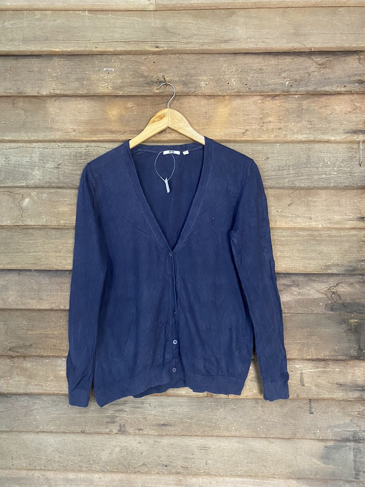 Homespun Knitwear × Uniqlo Uniqlo vintage Dark Blue Cardigan Knitwear #7262 Size L / US 10 / IT 46 - 1 Thumbnail