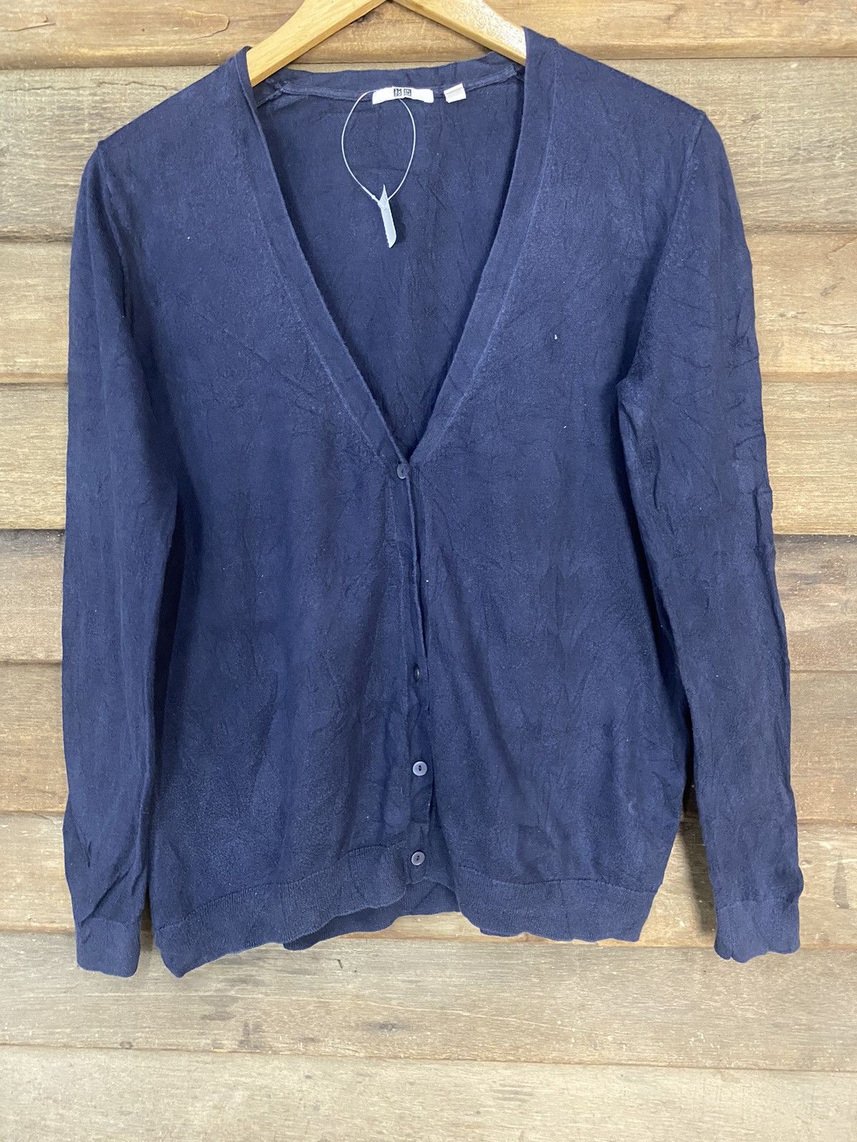 Homespun Knitwear × Uniqlo Uniqlo vintage Dark Blue Cardigan Knitwear #7262 Size L / US 10 / IT 46 - 3 Thumbnail