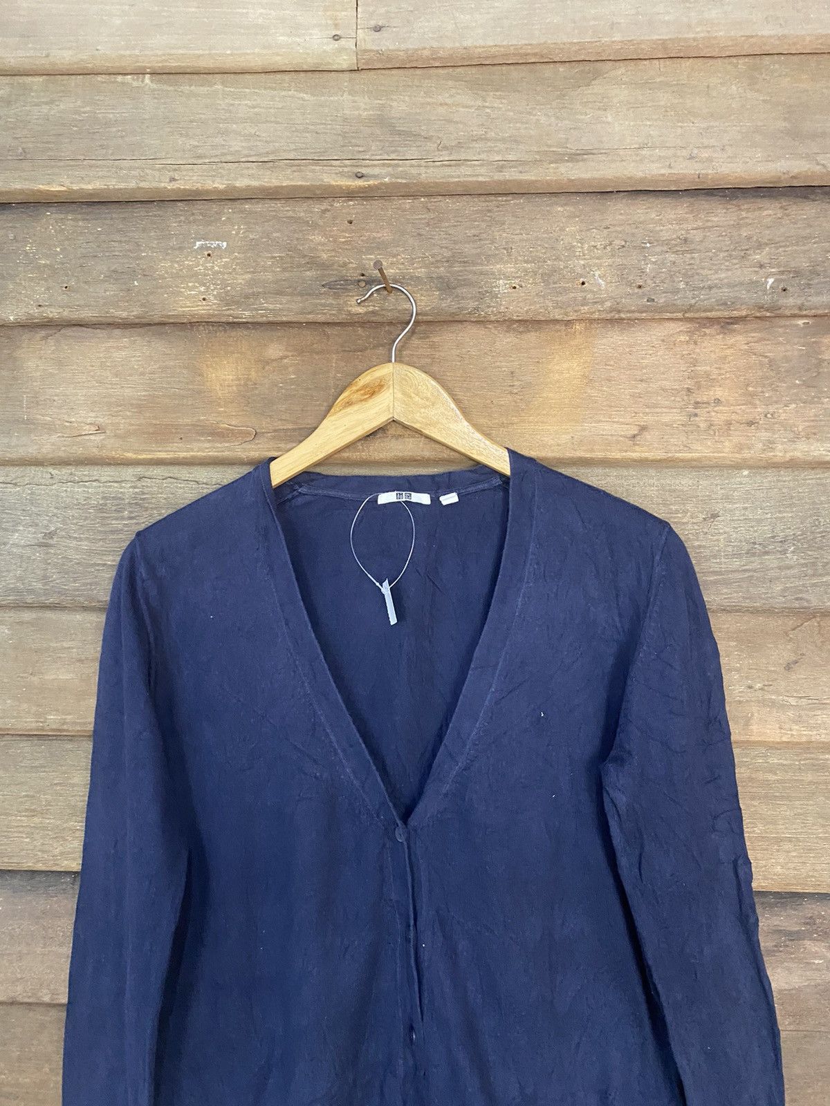 Homespun Knitwear × Uniqlo Uniqlo vintage Dark Blue Cardigan Knitwear #7262 Size L / US 10 / IT 46 - 2 Thumbnail