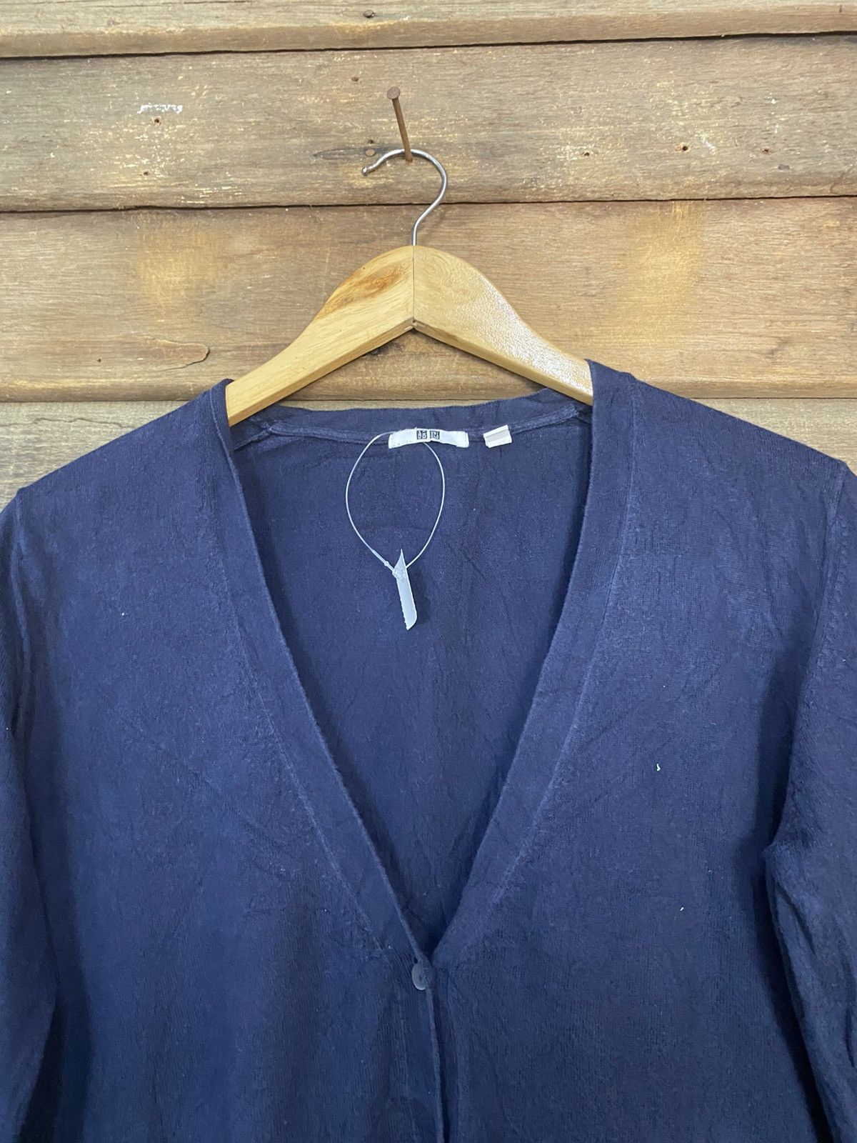 Homespun Knitwear × Uniqlo Uniqlo vintage Dark Blue Cardigan Knitwear #7262 Size L / US 10 / IT 46 - 4 Thumbnail