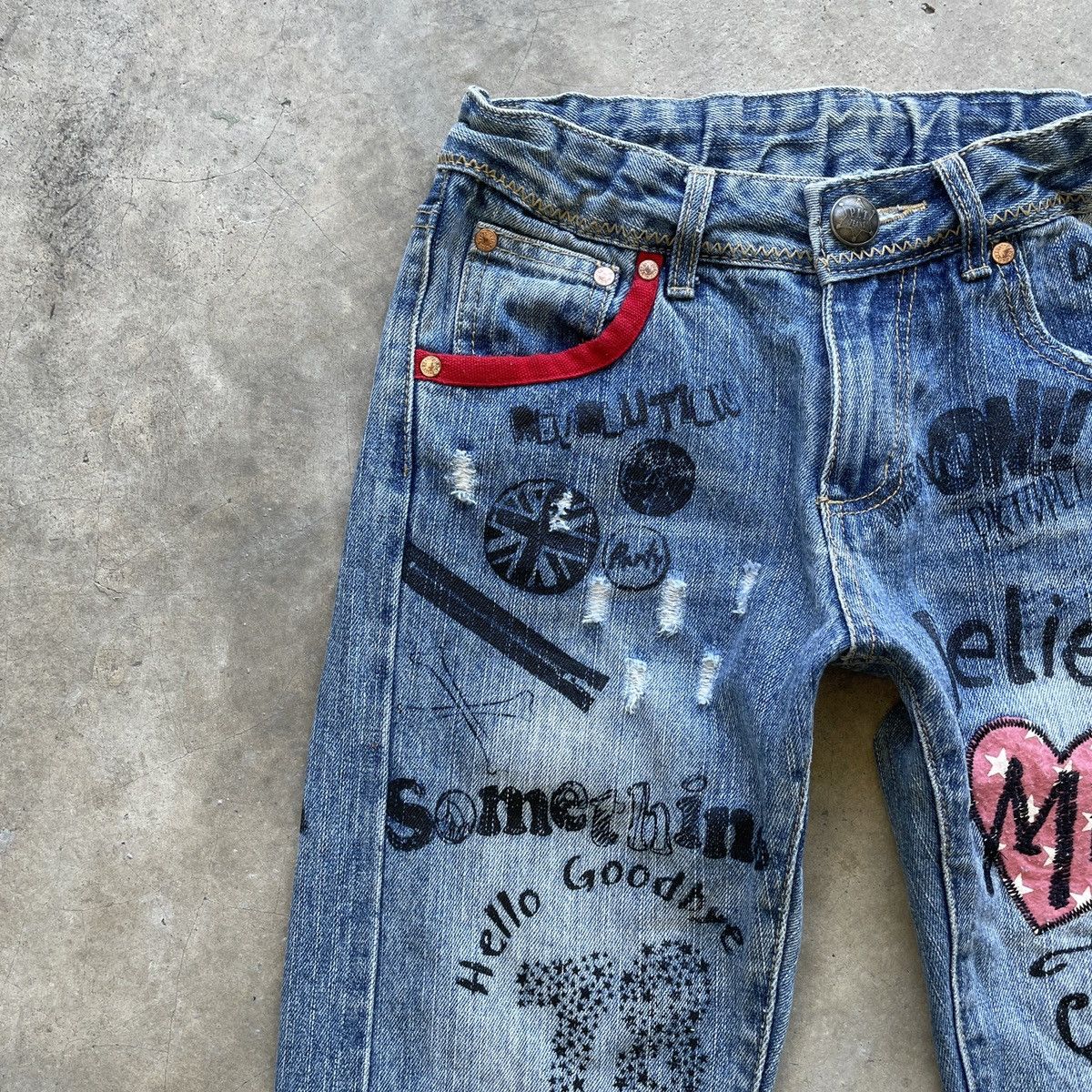 Japanese Brand Vintage PLT Jeans “Believe Me Come Together” Denim Pants Size US 29 - 3 Thumbnail