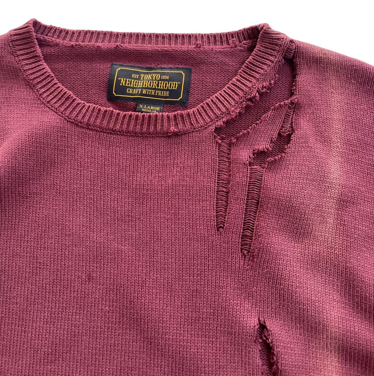 Neighborhood Crazy Distressed Faded Knit Sweater Size US XL / EU 56 / 4 - 13 Thumbnail