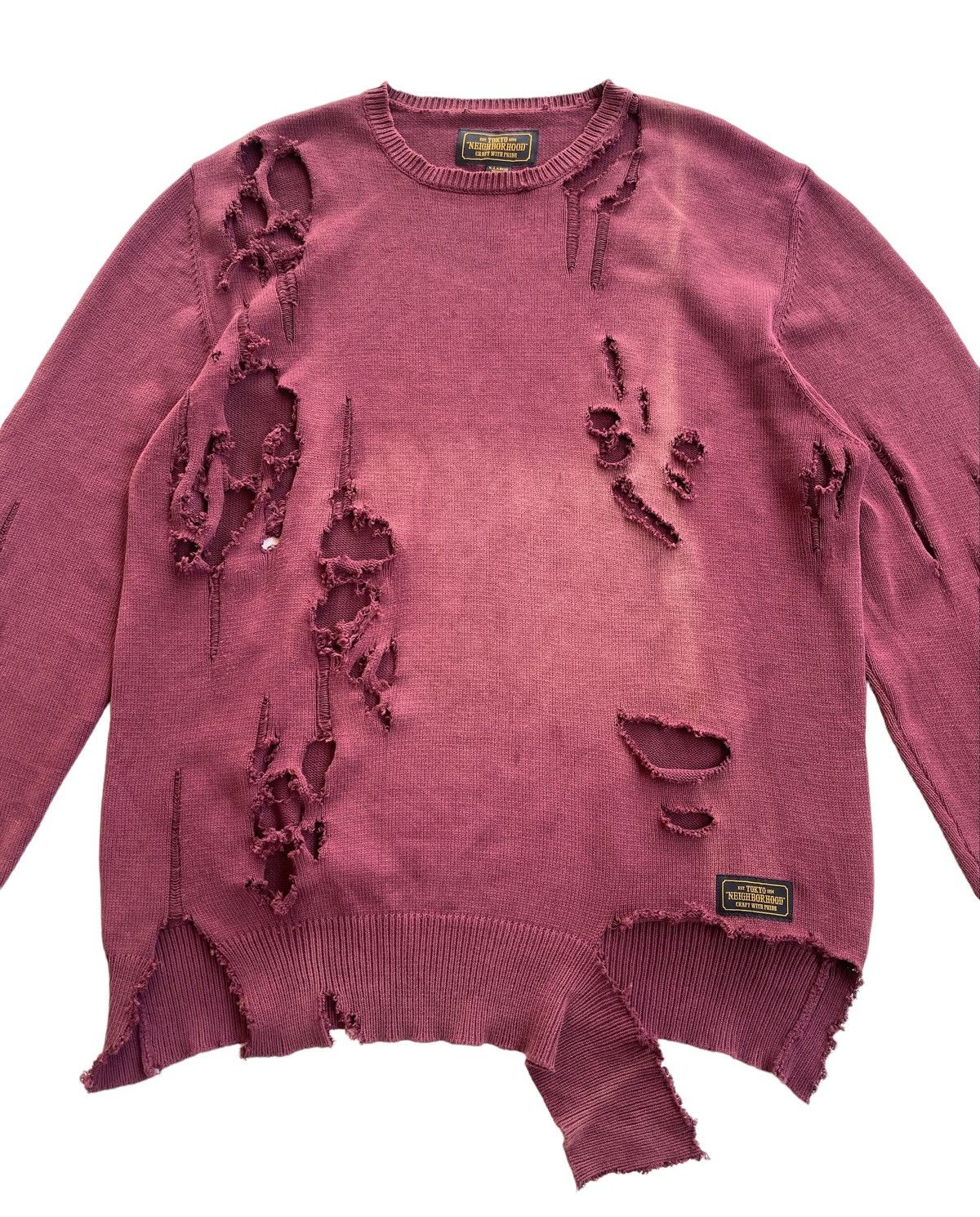 Neighborhood Crazy Distressed Faded Knit Sweater Size US XL / EU 56 / 4 - 6 Thumbnail