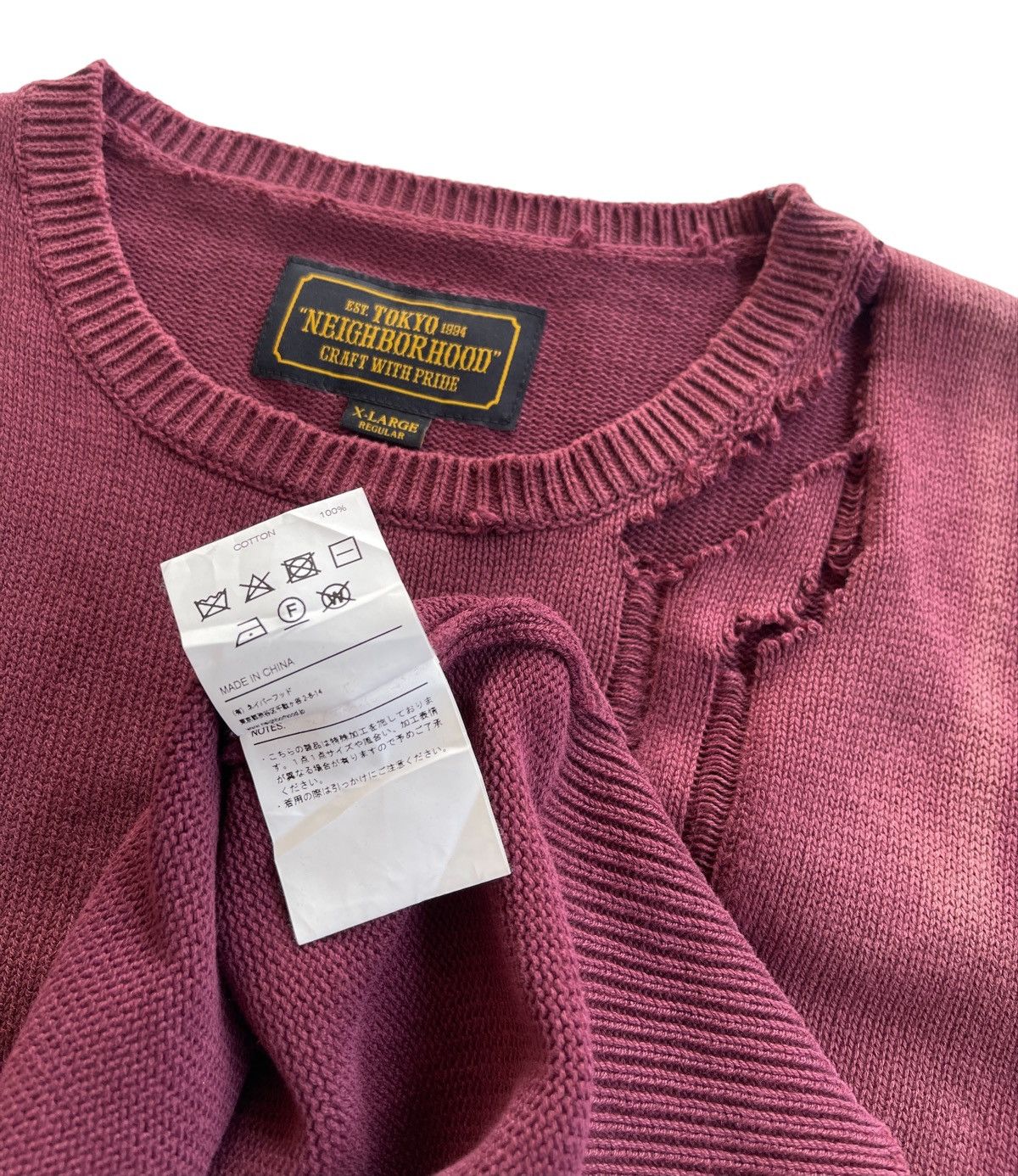 Neighborhood Crazy Distressed Faded Knit Sweater Size US XL / EU 56 / 4 - 11 Thumbnail