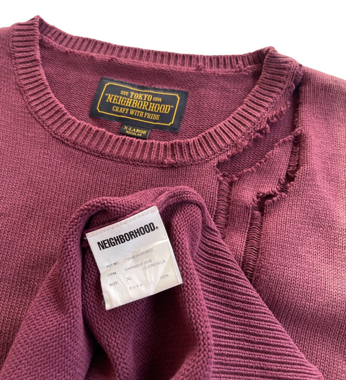 Neighborhood Crazy Distressed Faded Knit Sweater Size US XL / EU 56 / 4 - 12 Thumbnail