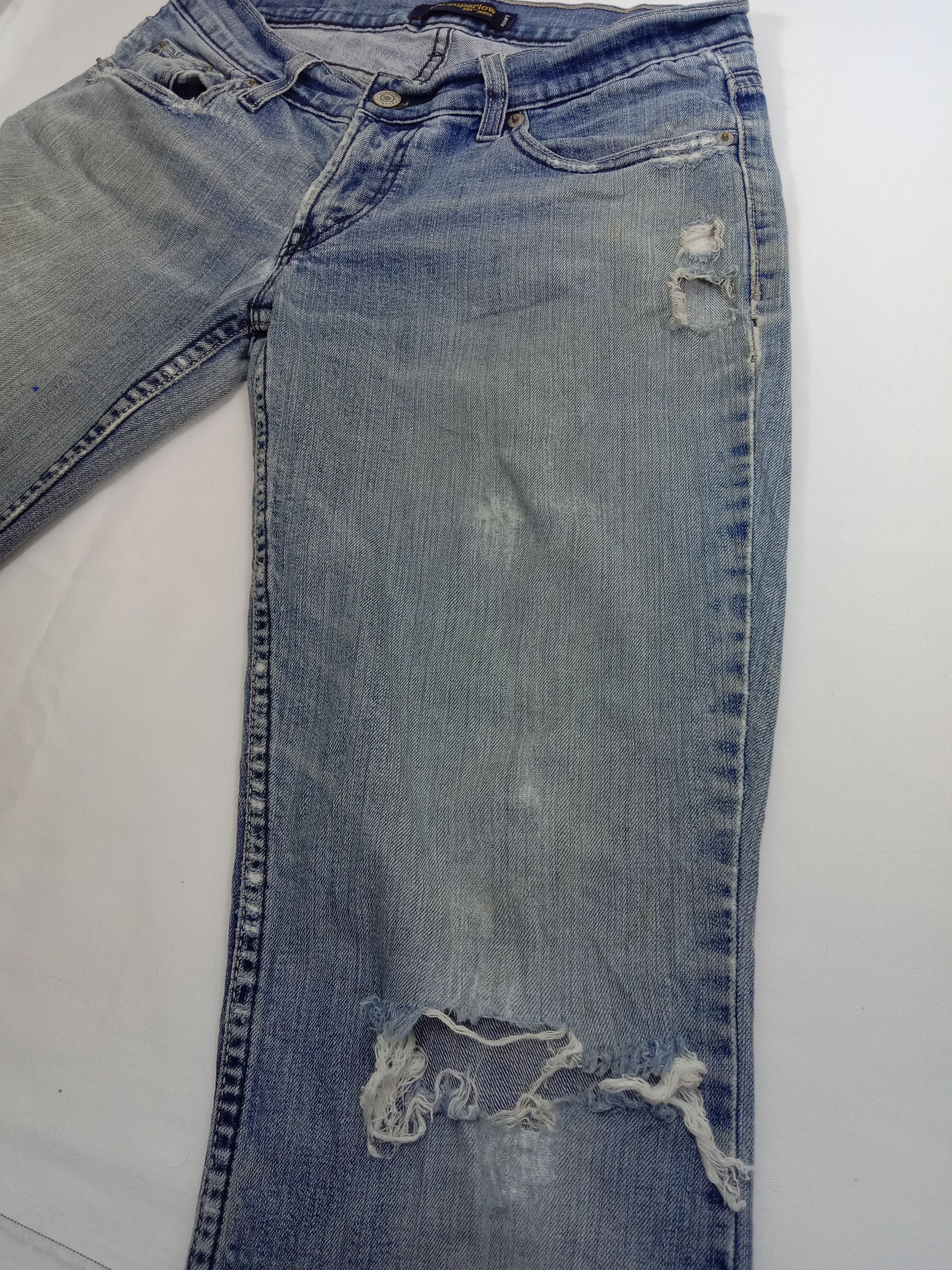 Levi's Vintage Levi's 524 Flare Jeans Faded Blue Ripped Denim Size 28" / US 6 / IT 42 - 10 Thumbnail