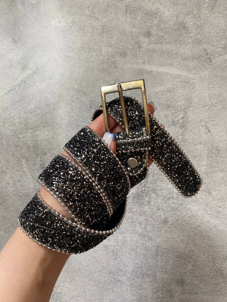 Vintage Rhinestones Sequins y2k Belt BB Simon Style