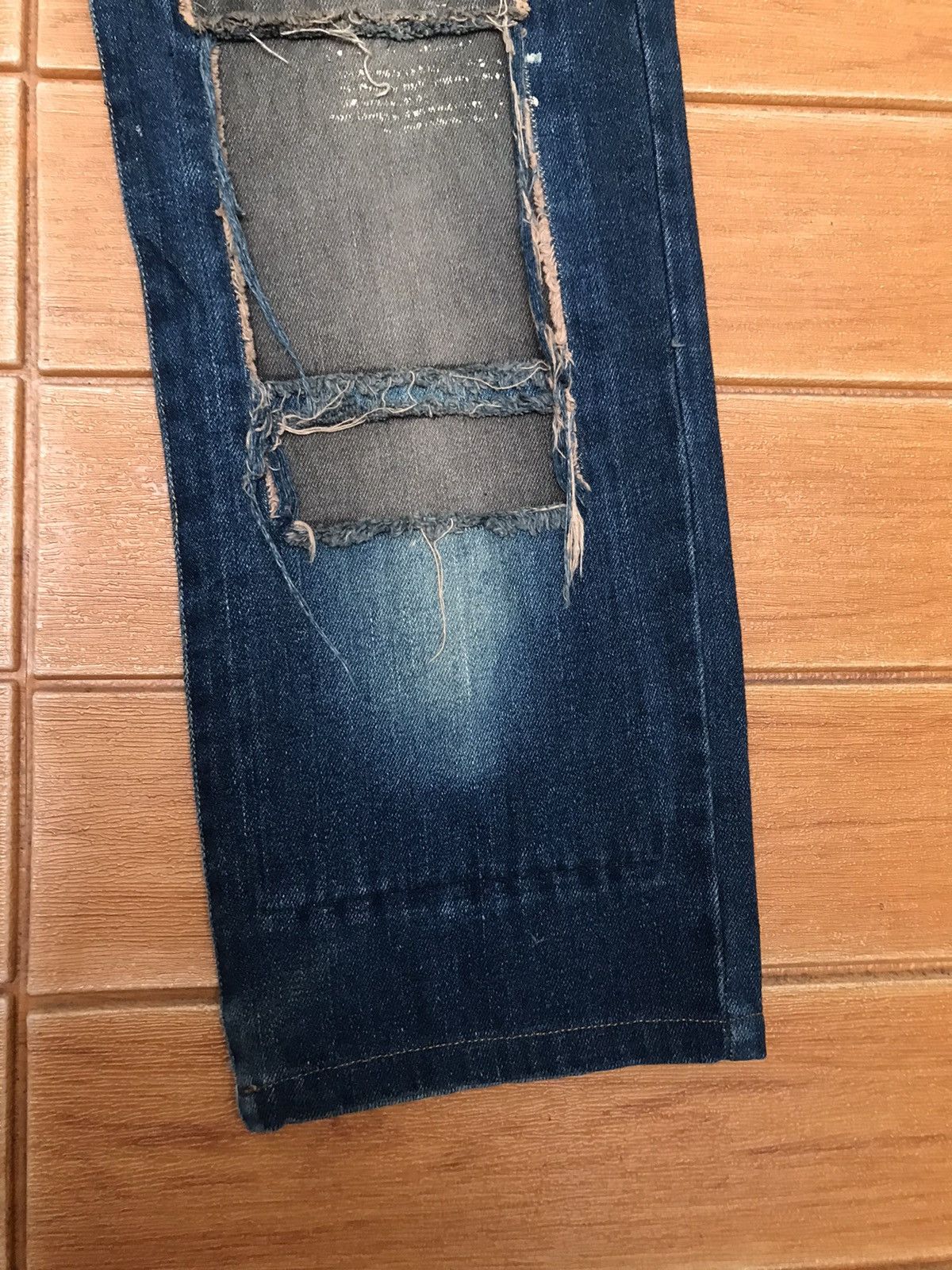 In The Attic Japanese In The Attic Design Poem Patchwork Denim Jeans Size US 32 / EU 48 - 6 Thumbnail