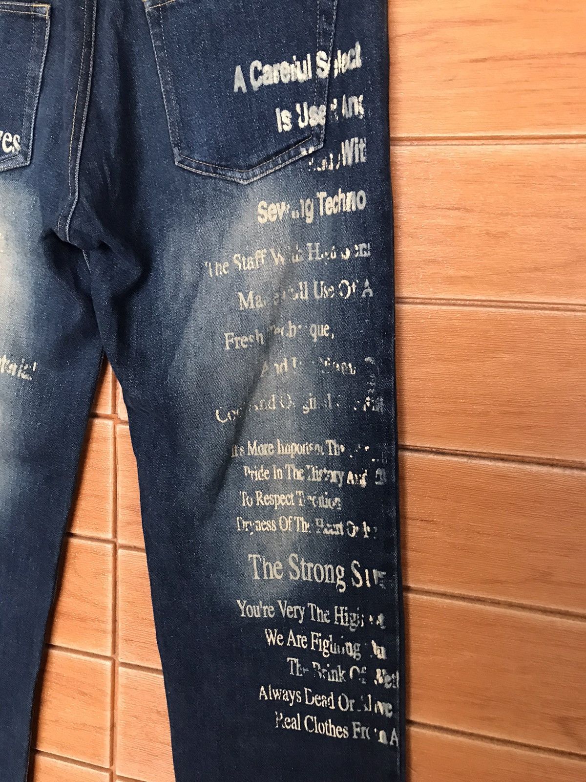 In The Attic Japanese In The Attic Design Poem Patchwork Denim Jeans Size US 32 / EU 48 - 11 Thumbnail