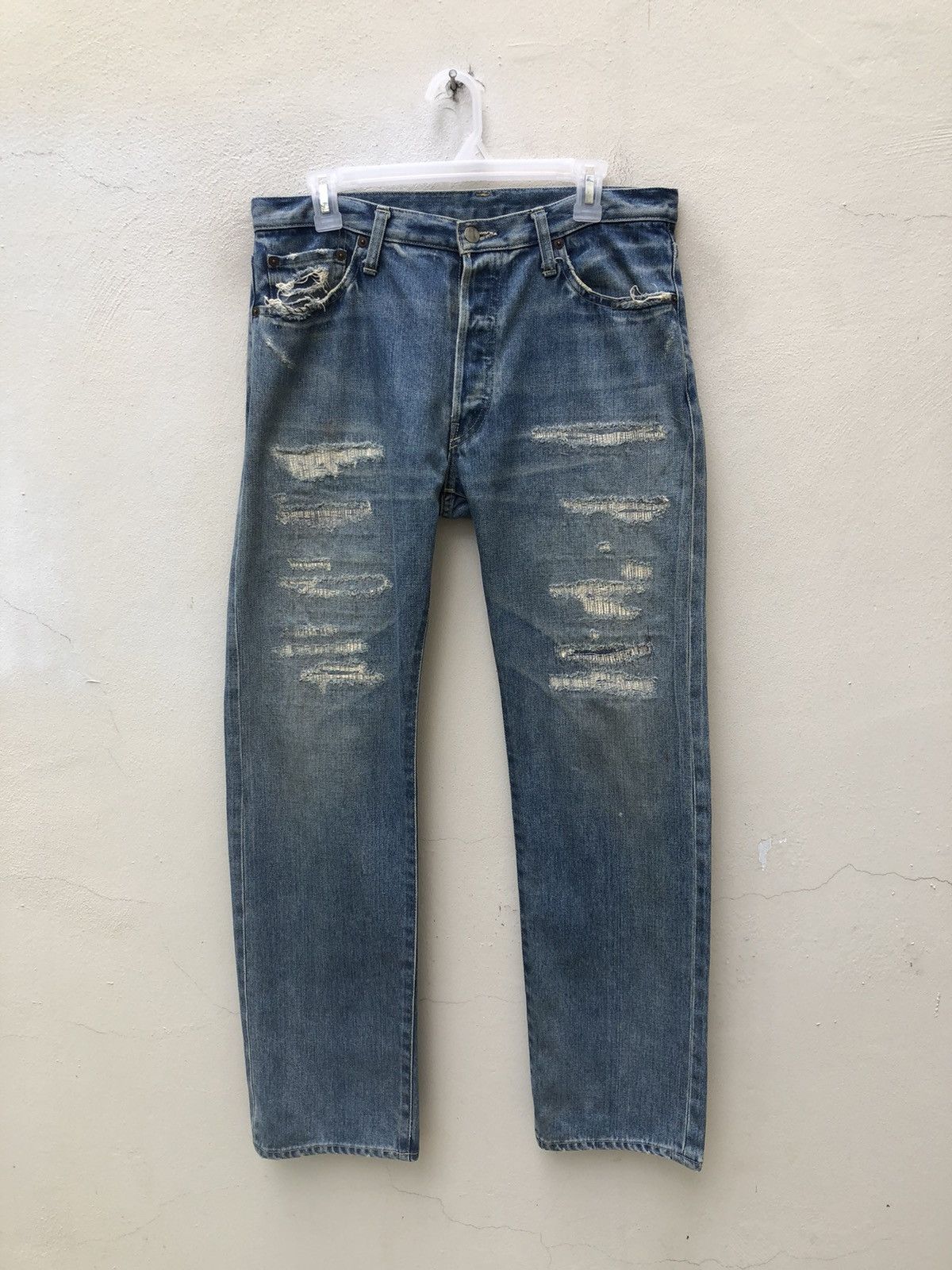 Unused UNUSED Japan Rebuild Selvedge Denim Rips Distressed Jeans Size US 32 / EU 48 - 6 Thumbnail