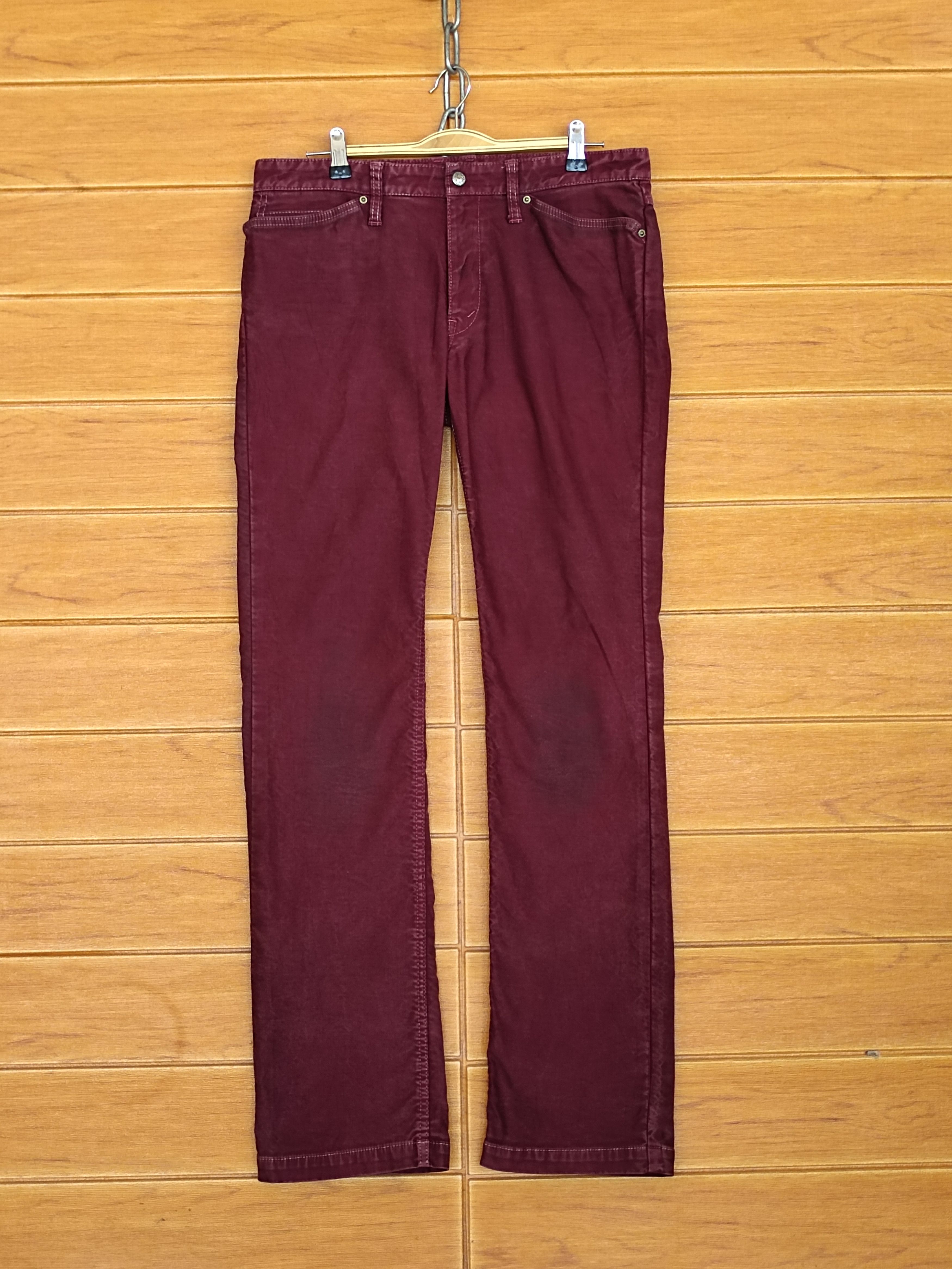 Number (N)ine × Undercover HRM Japan Red Waxed Cotton Denim Pants Size US 32 / EU 48 - 2 Thumbnail