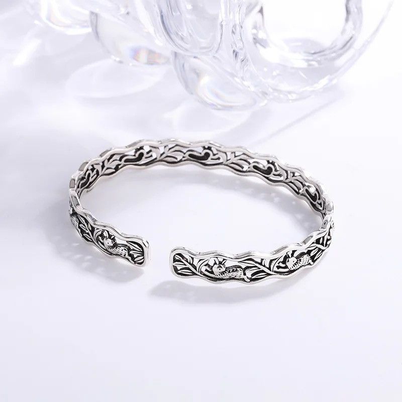 Jewelry Rabbit Running Hollow Bangle Bracelet Size ONE SIZE - 1 Thumbnail