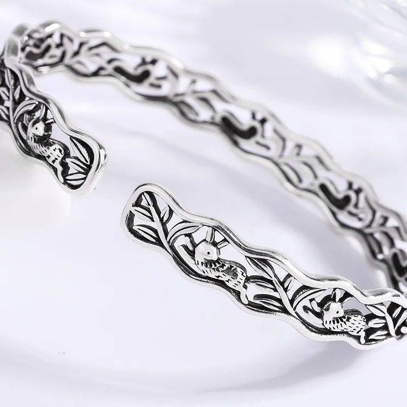 Jewelry Rabbit Running Hollow Bangle Bracelet Size ONE SIZE - 3 Thumbnail