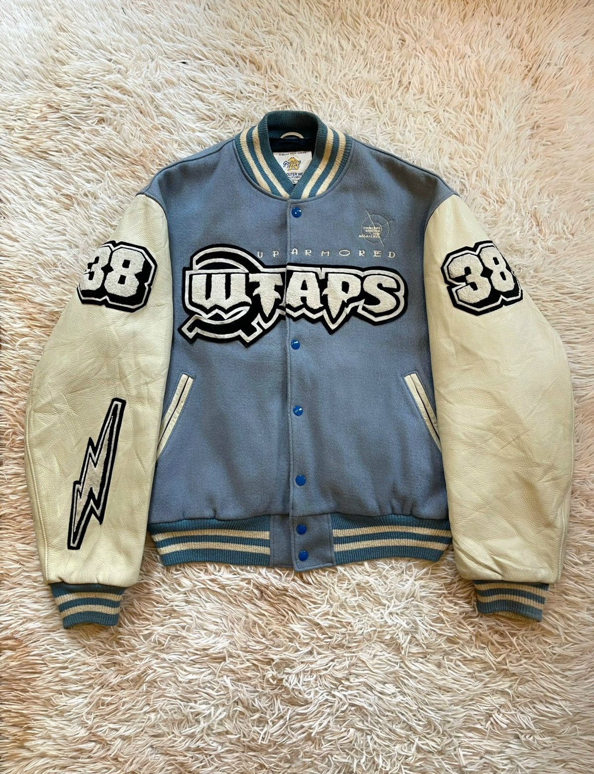 image of Wtaps S/s2000 OG Golden Bear "uparmored" Varsity Jacket in Baby Blue, Men's (Size XL)