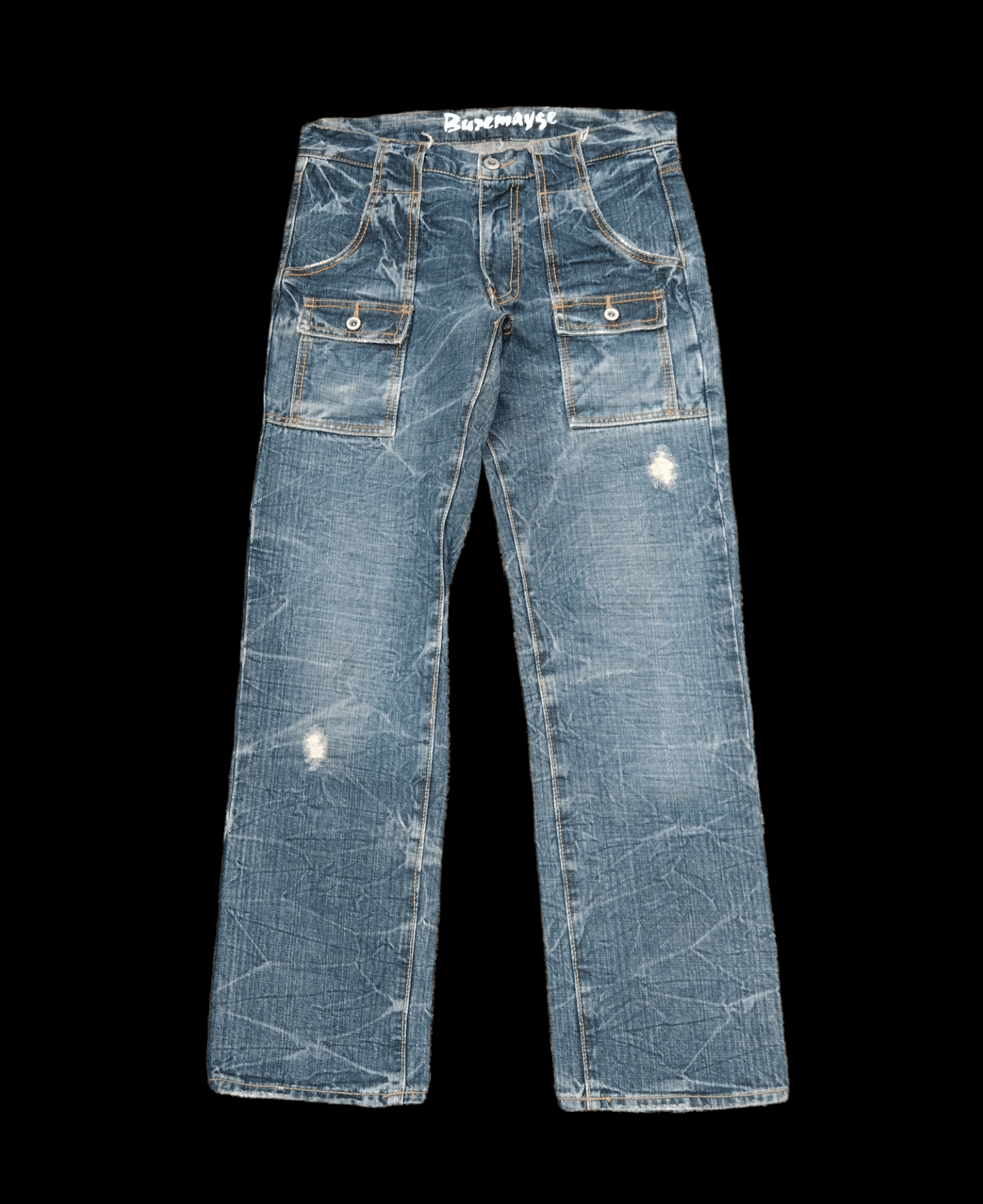 image of Distressed Denim x Hype Distressed Buremayse Washed Blue Bushpants, Men's (Size 31)