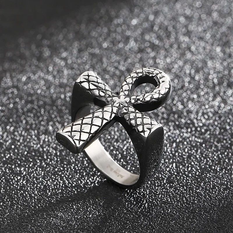 Jewelry Snake Texture Knuckle Cross Ring Size ONE SIZE - 4 Thumbnail