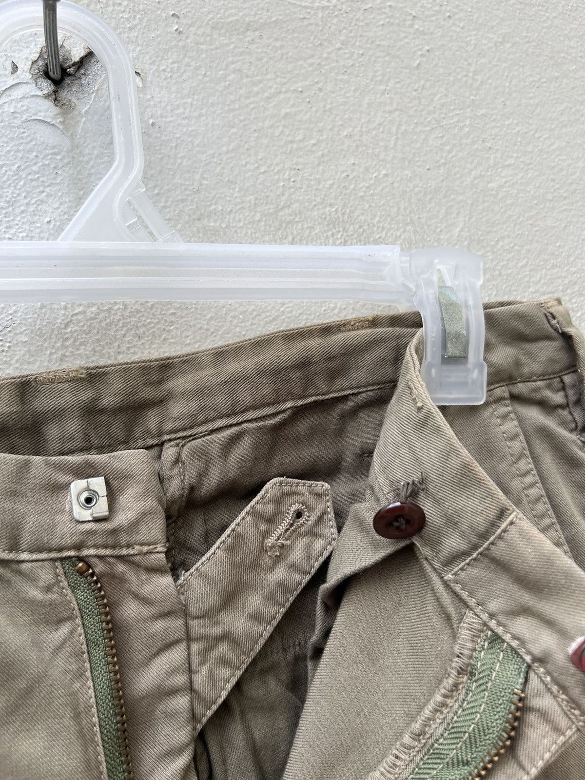 Vintage STANDARD WEAR Japan Sun Fade Olive Green Cargo Trouser Pant Size US 31 - 14 Thumbnail