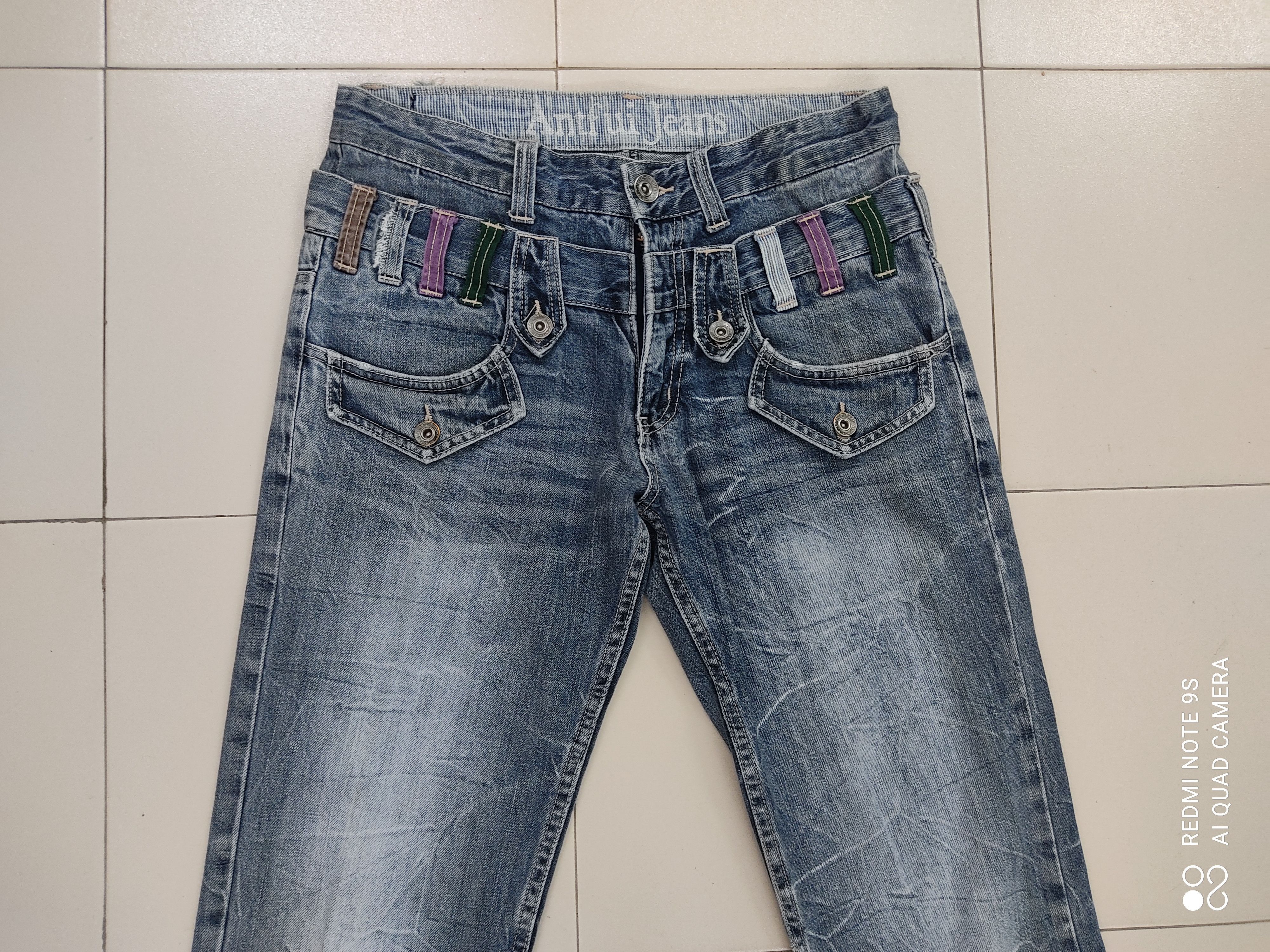 Japanese Brand Antfui Double Waist Multipocket FadedJeans Size US 30 / EU 46 - 2 Thumbnail