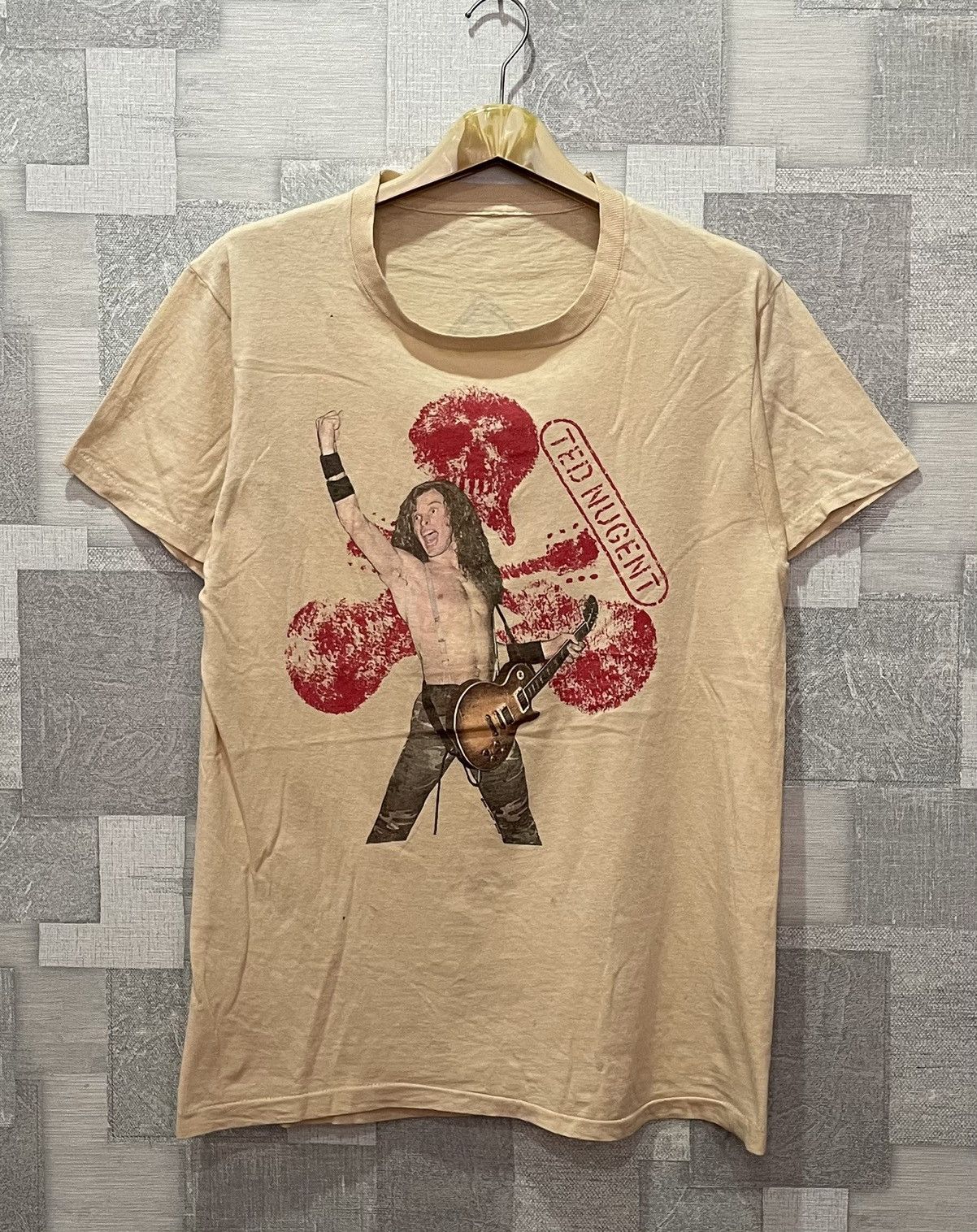 image of Band Tees x Rock Band Vintage Ted Nugent in Beige, Men's (Size Large)