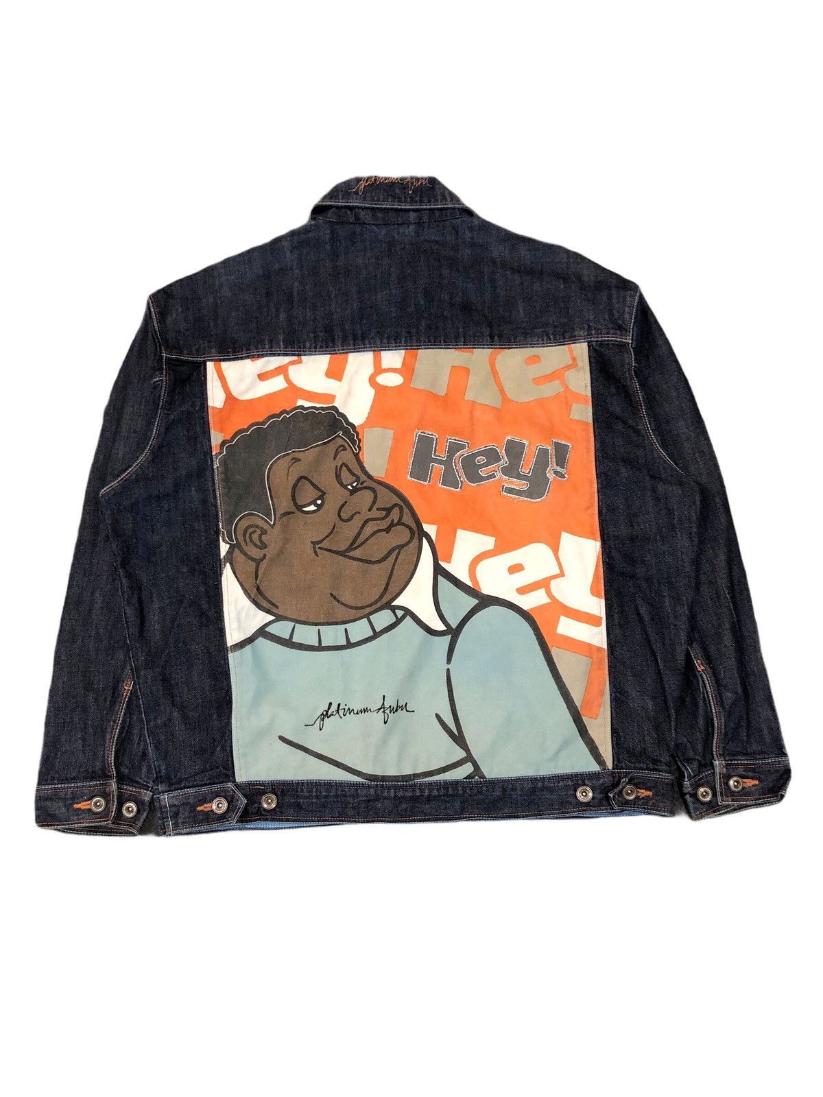 image of Ss2001 Collection Fubu Platinum Denim Jacket Hip Hop Rap in Blue Denim, Men's (Size XL)