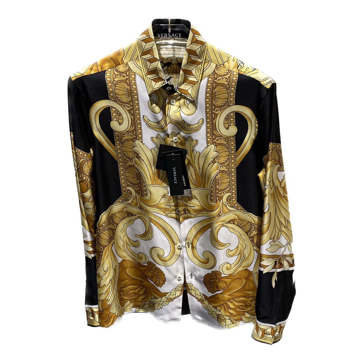 image of Versace Abstract Silk Shirt In All Sizes, Men's (Size Medium)