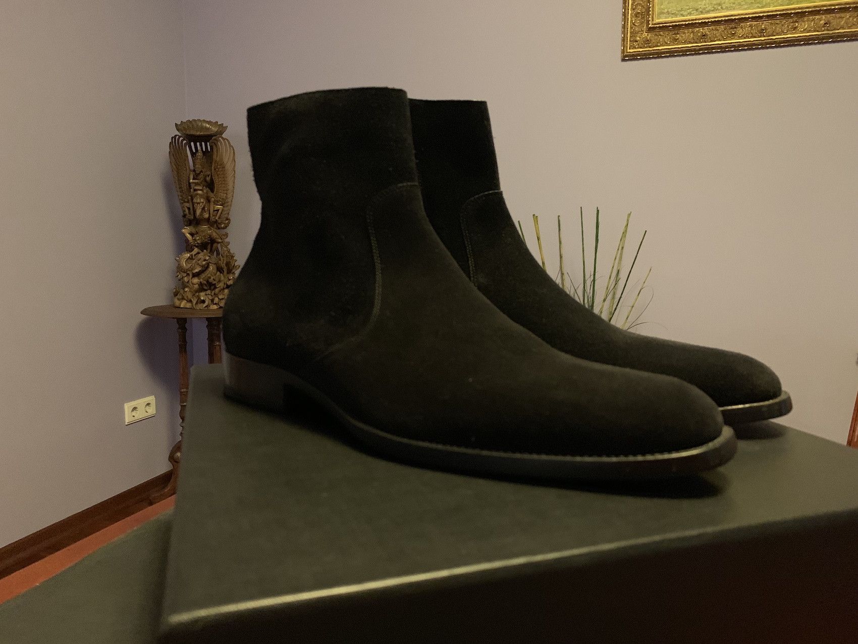 Hedi Slimane Saint Laurent Paris lizard suede chelsea boot | Grailed