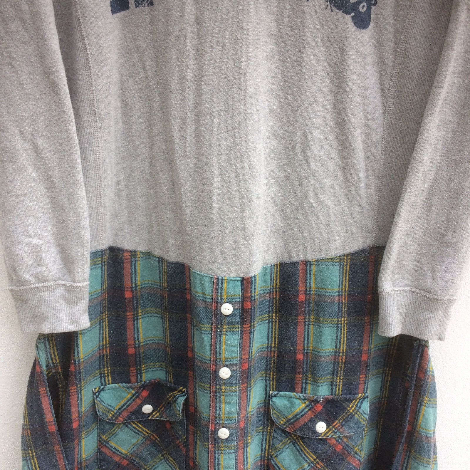 Issey Miyake Assemblage Hybrid Sweatshirt + Flannel Unusual Design Size M / US 6-8 / IT 42-44 - 5 Thumbnail