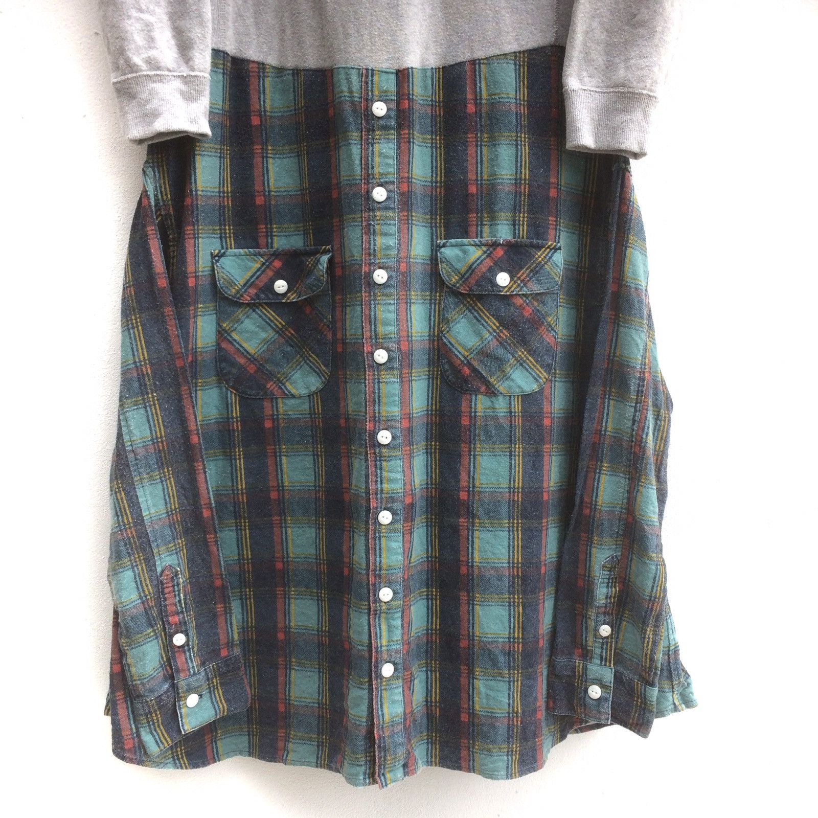 Issey Miyake Assemblage Hybrid Sweatshirt + Flannel Unusual Design Size M / US 6-8 / IT 42-44 - 6 Thumbnail