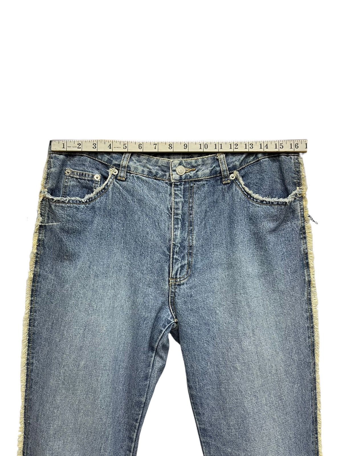 Designer × Japanese Brand × Vintage Vintage 90’s Japanese Denim Frayed Hem Bell Bottom Flared Size US 32 / EU 48 - 15 Thumbnail