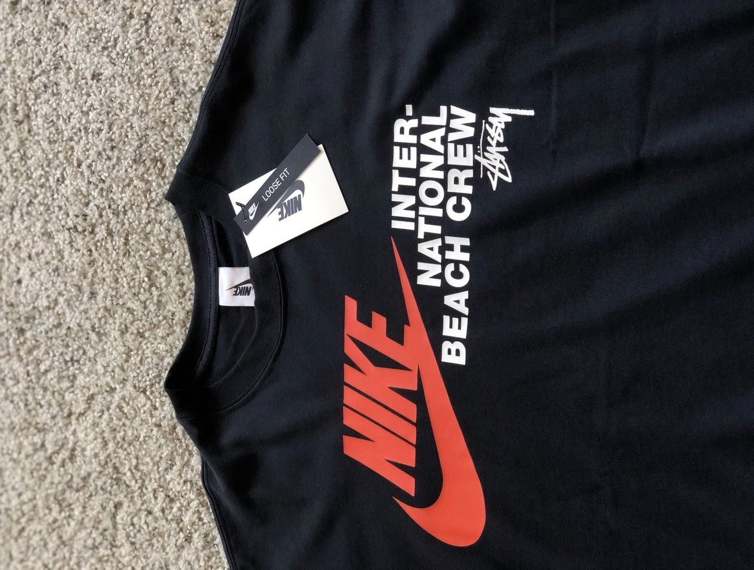 ★関税込★Stussy★International Beach Crew T-Shirt Black★ Nike x Stussy International T-shirt Black Men's - FW20 - US