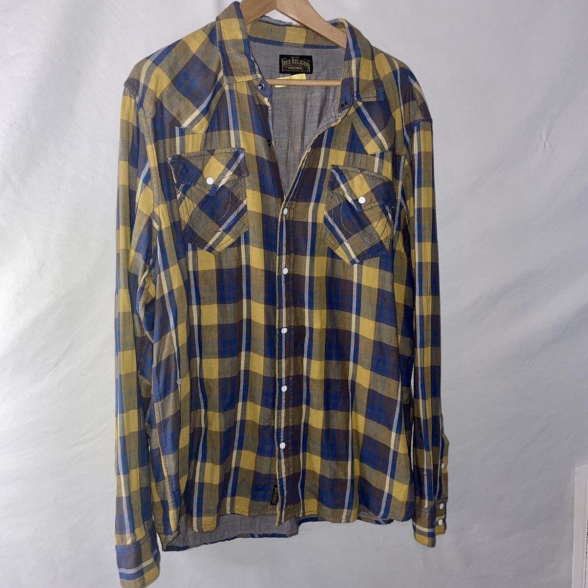 True Religion TRUE RELIGION Plaid Long Sleeve Western Button Up - XXL Size US XXL / EU 58 / 5 - 1 Thumbnail
