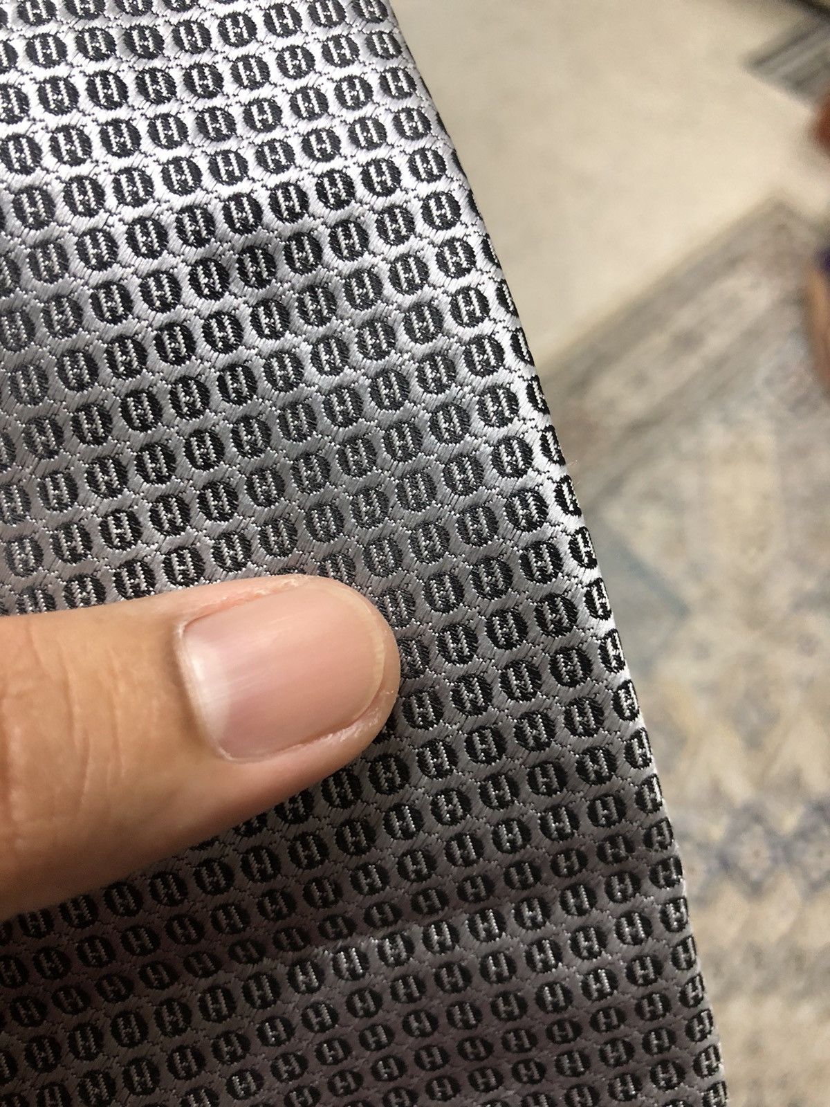 Hermes Vintage Hermes Paris Monogram Silver Silk Ties Size ONE SIZE - 12 Thumbnail