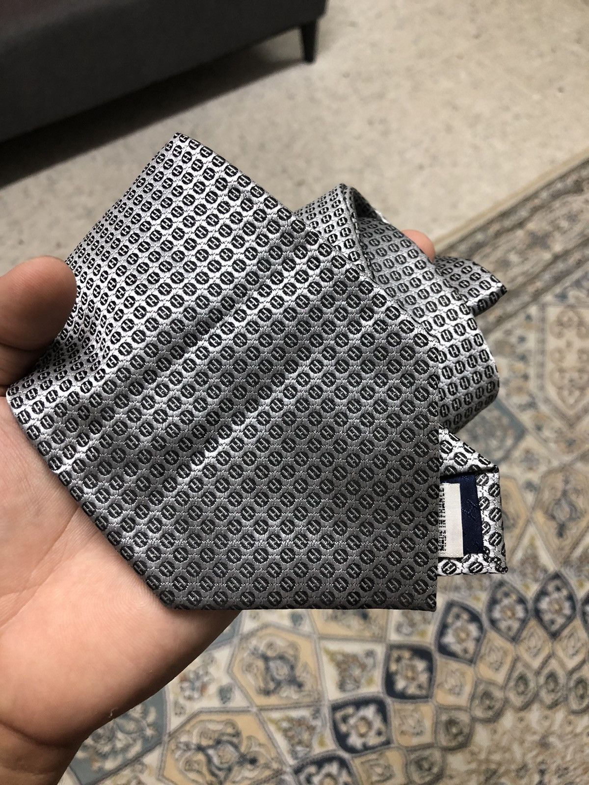 Hermes Vintage Hermes Paris Monogram Silver Silk Ties Size ONE SIZE - 3 Thumbnail