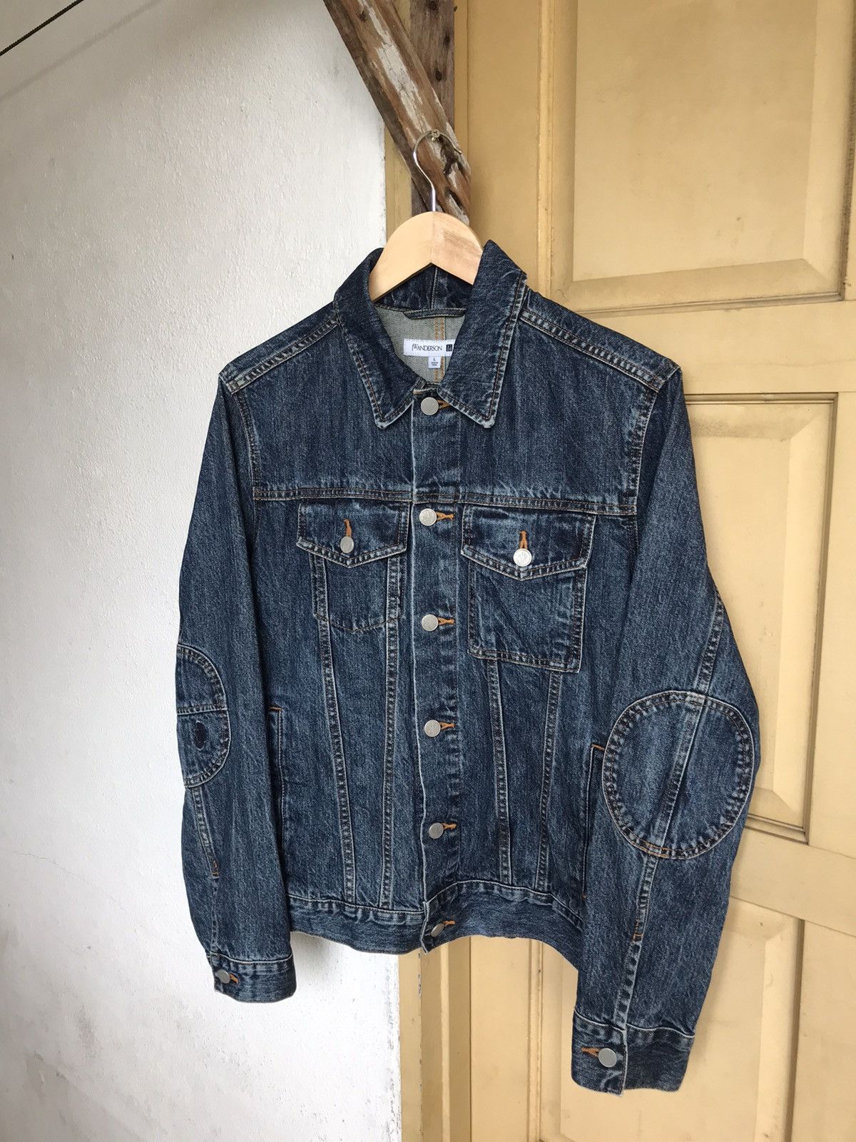 image of J W Anderson x Vintage J.w.anderson X Uniqlo Denim Trucker Jacket in Blue, Men's (Size Large)
