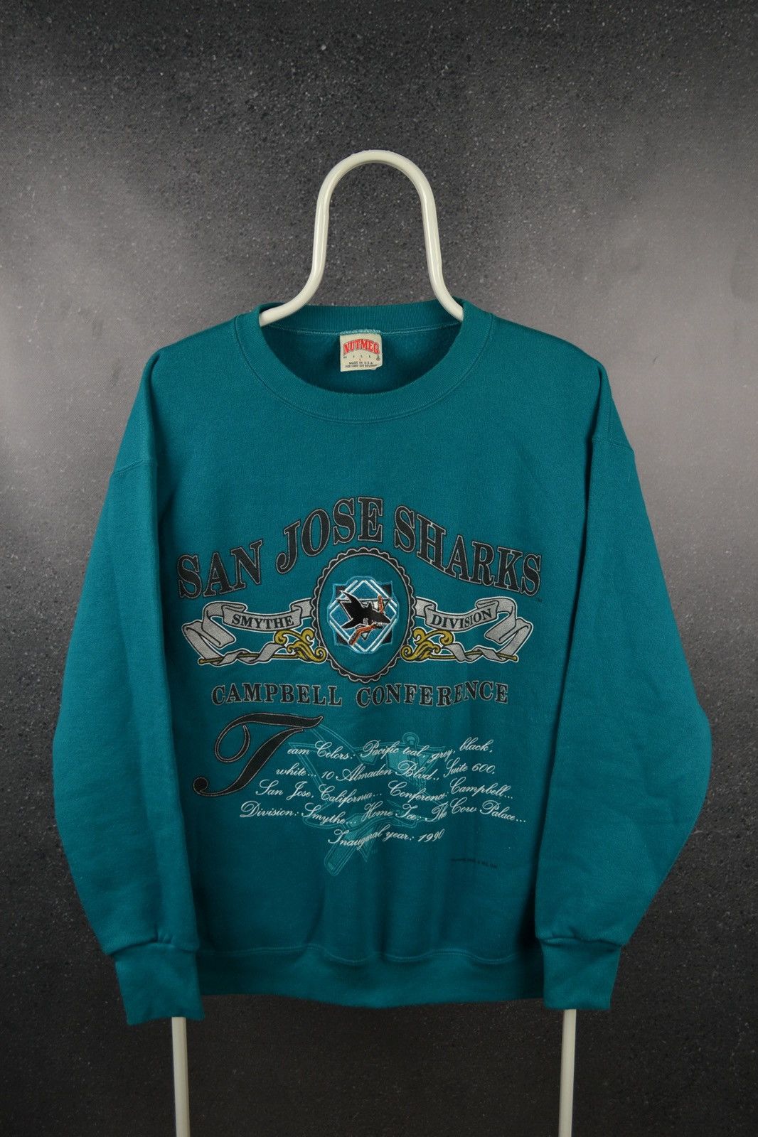 Vintage San Jose Sharks Nutmeg 1991 NHL sweatshirt jersey