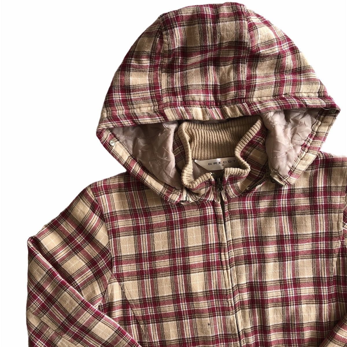 Japanese Brand Vintage 90's Checkered Sweater Zipper Hoodie by GRECOT Size US S / EU 44-46 / 1 - 2 Thumbnail