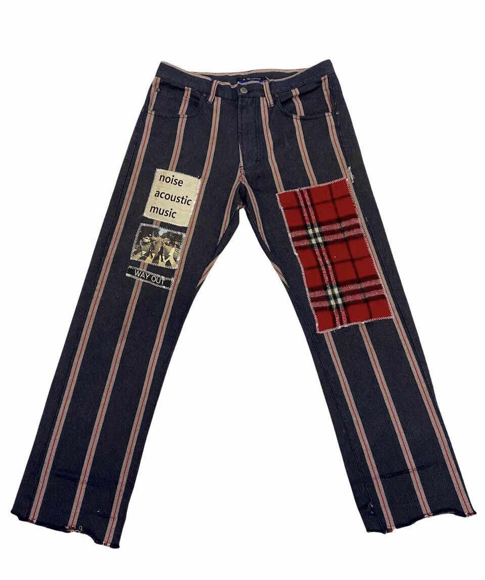 image of Distressed Denim x Paul Smith R.newbold X Paul Smith Beatles Stripe Patchwork Denim Cw21 in Striped