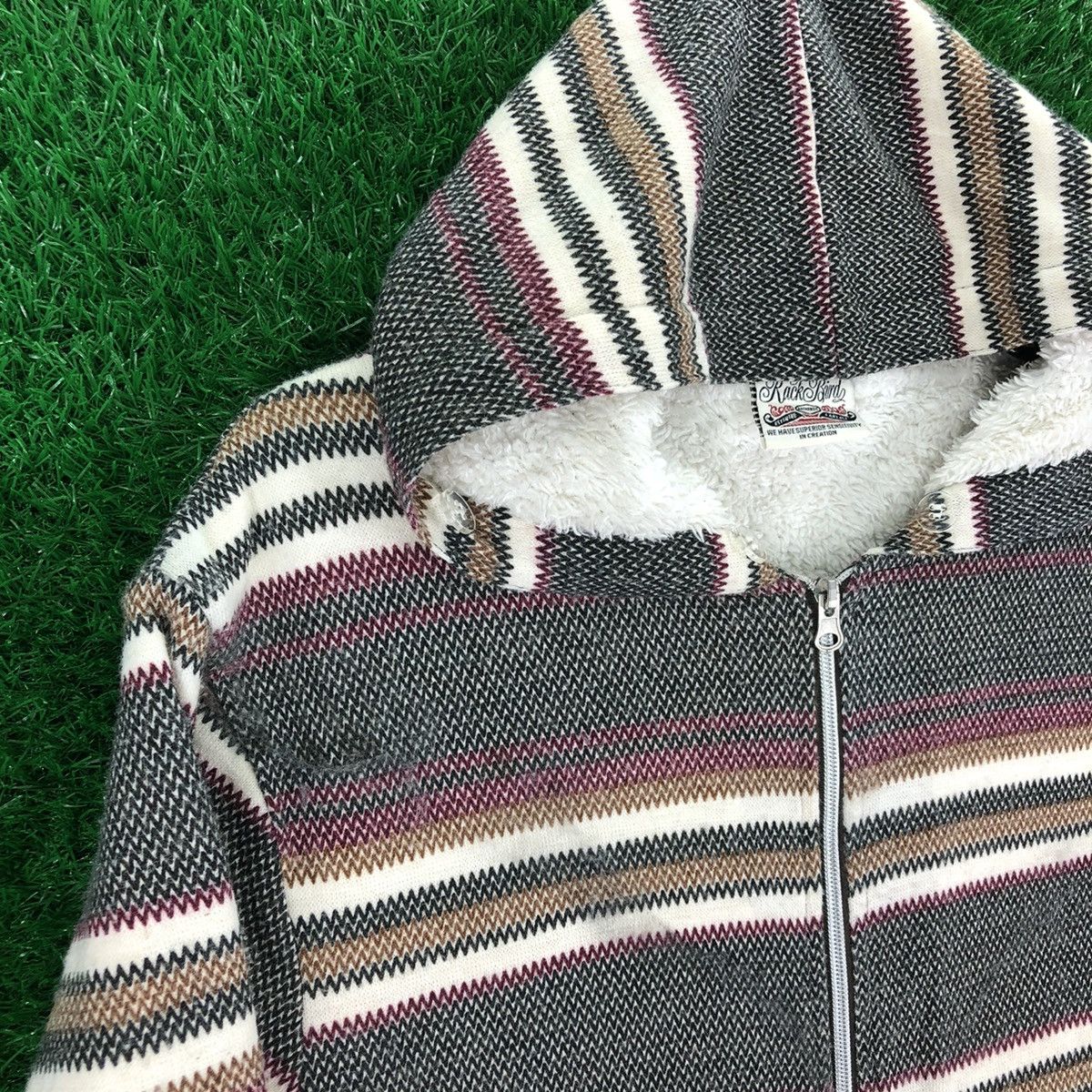 Japanese Brand Vintage Navajo Knit Sweater Hoodie Fleece Lining by Rackbird Size US M / EU 48-50 / 2 - 2 Thumbnail