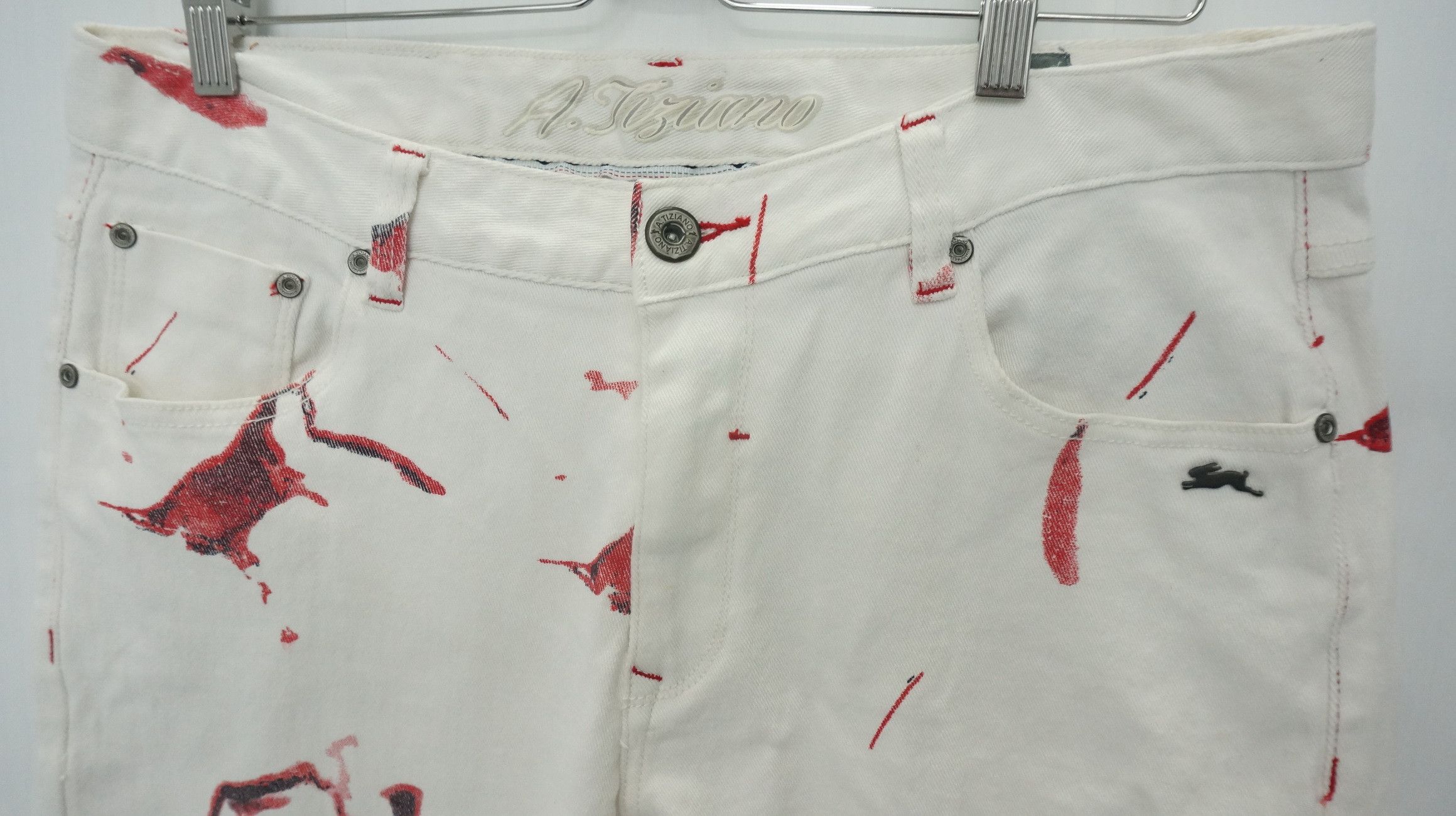 Other 🔥 Dope Bloodspill Printed 🔥 Design Offwhite jeans Size US 37 - 8 Thumbnail