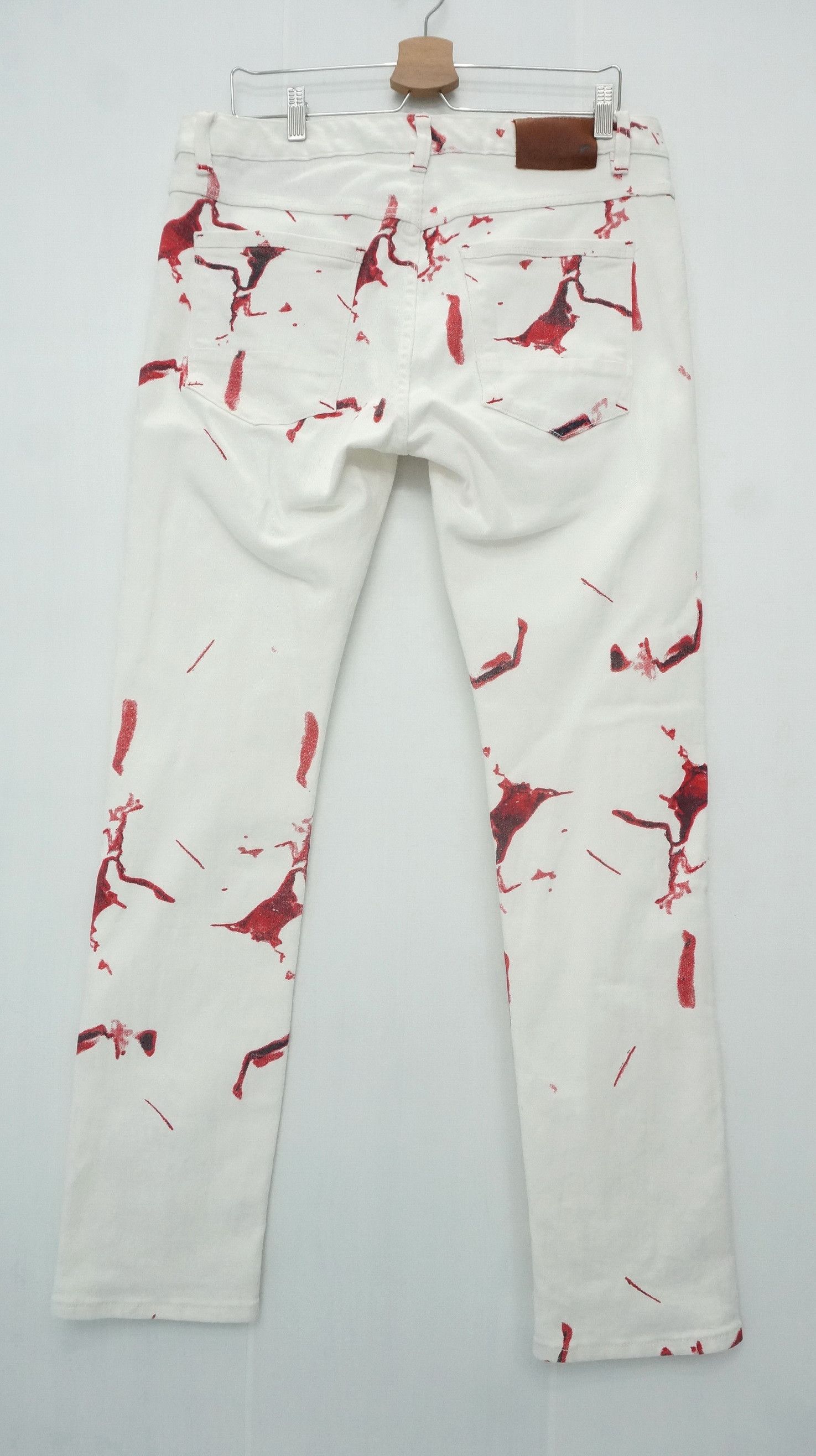 Other 🔥 Dope Bloodspill Printed 🔥 Design Offwhite jeans Size US 37 - 12 Thumbnail