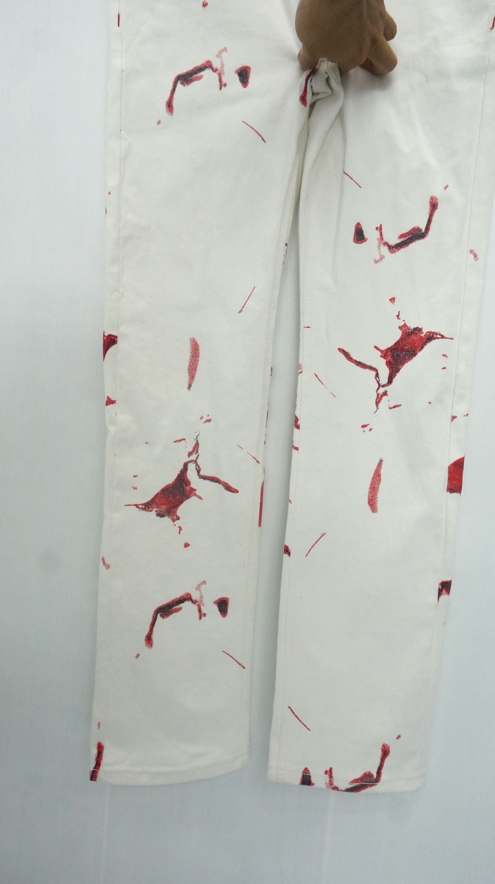 Other 🔥 Dope Bloodspill Printed 🔥 Design Offwhite jeans Size US 37 - 11 Thumbnail