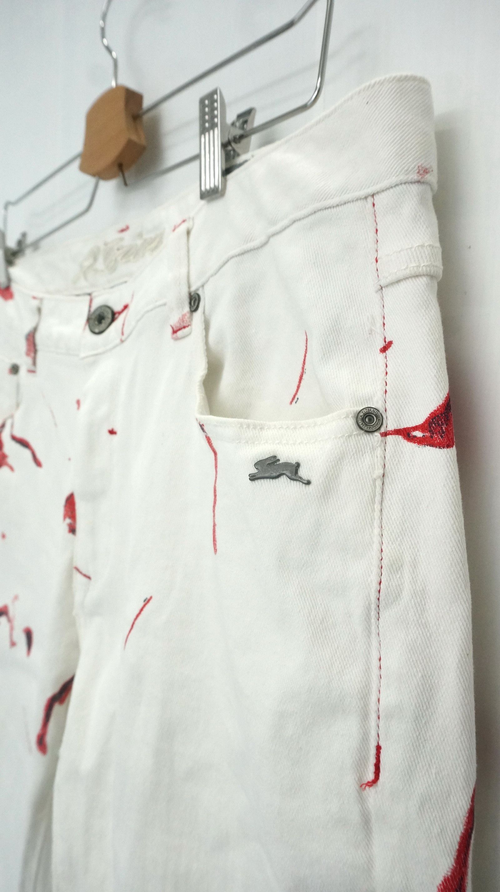 Other 🔥 Dope Bloodspill Printed 🔥 Design Offwhite jeans Size US 37 - 15 Thumbnail